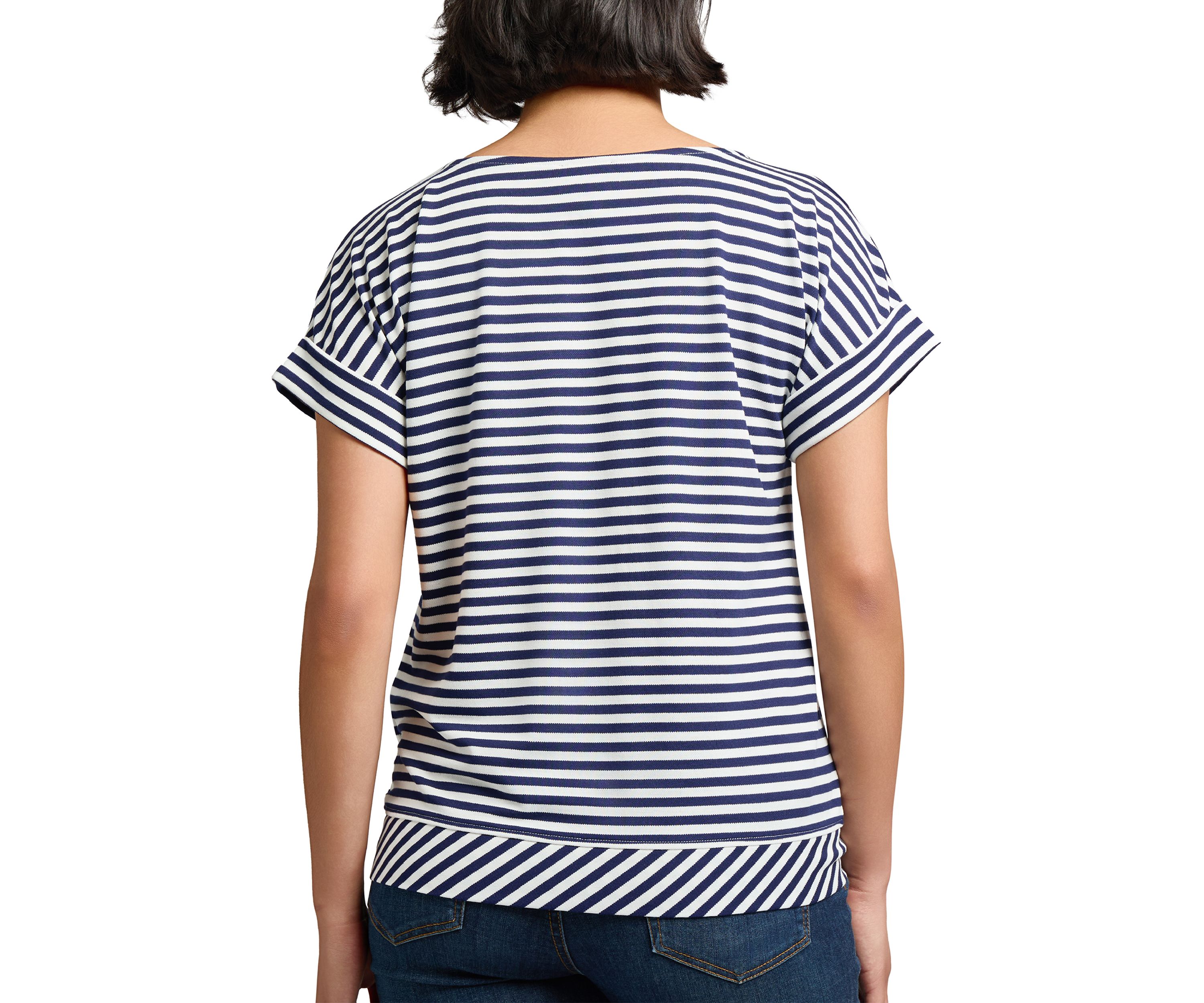 Womens Feeder Stripe Dolman Sleeve Tie Waist T-Shirt