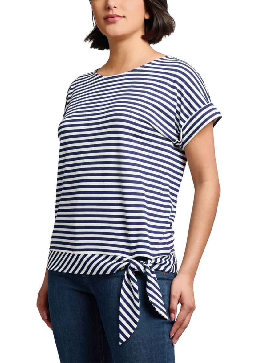 Womens Feeder Stripe Dolman Sleeve Tie Waist T-Shirt
