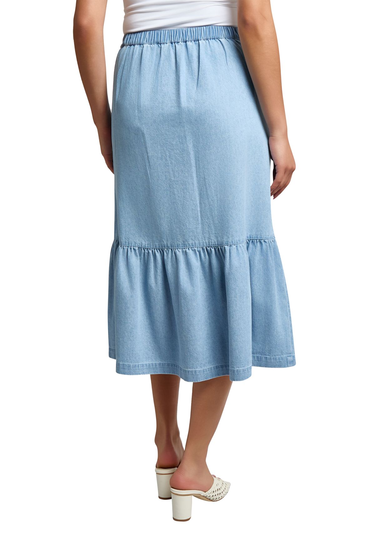 Womens Tiered Button Up Skirt