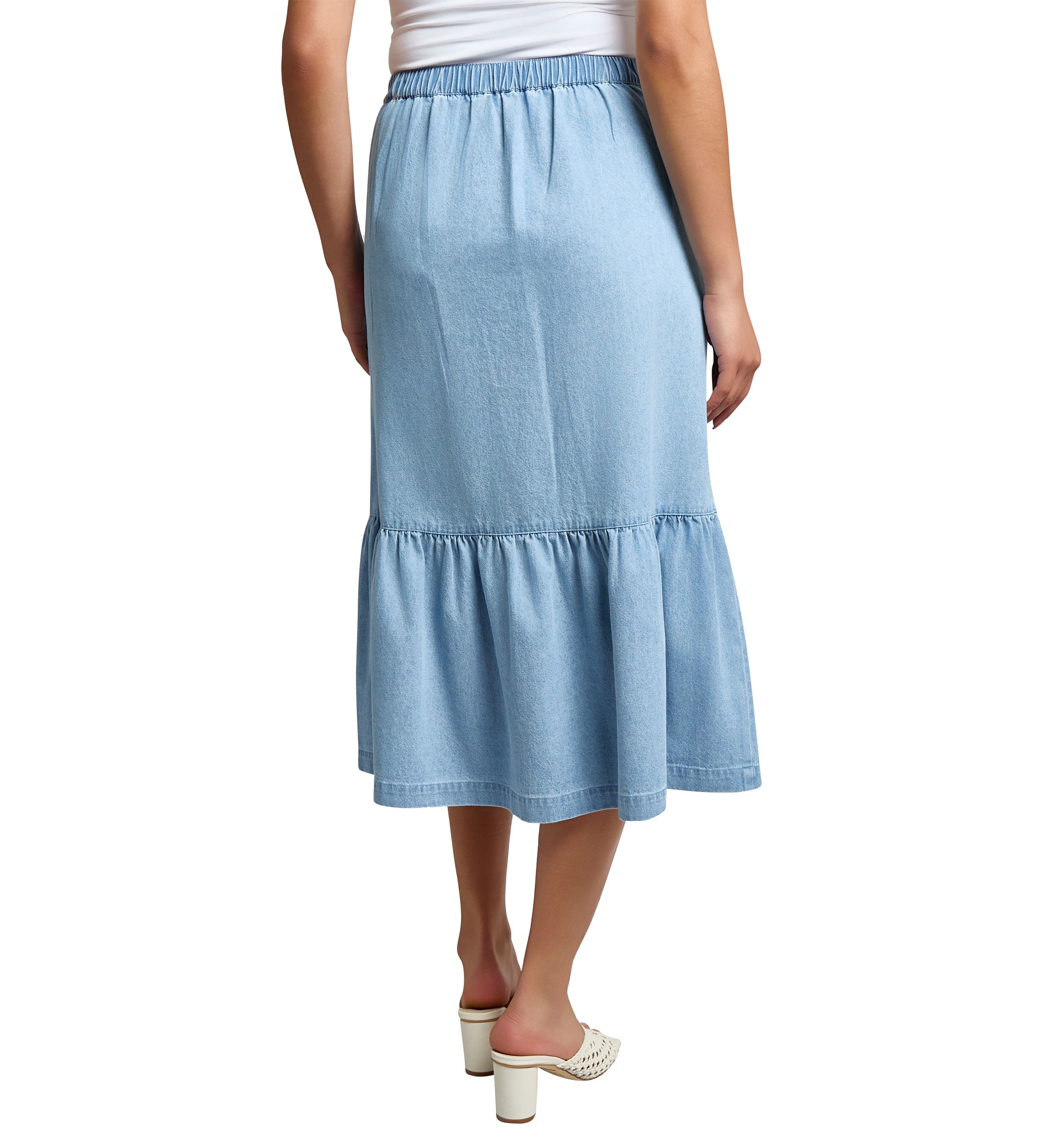 Womens Tiered Button Up Skirt