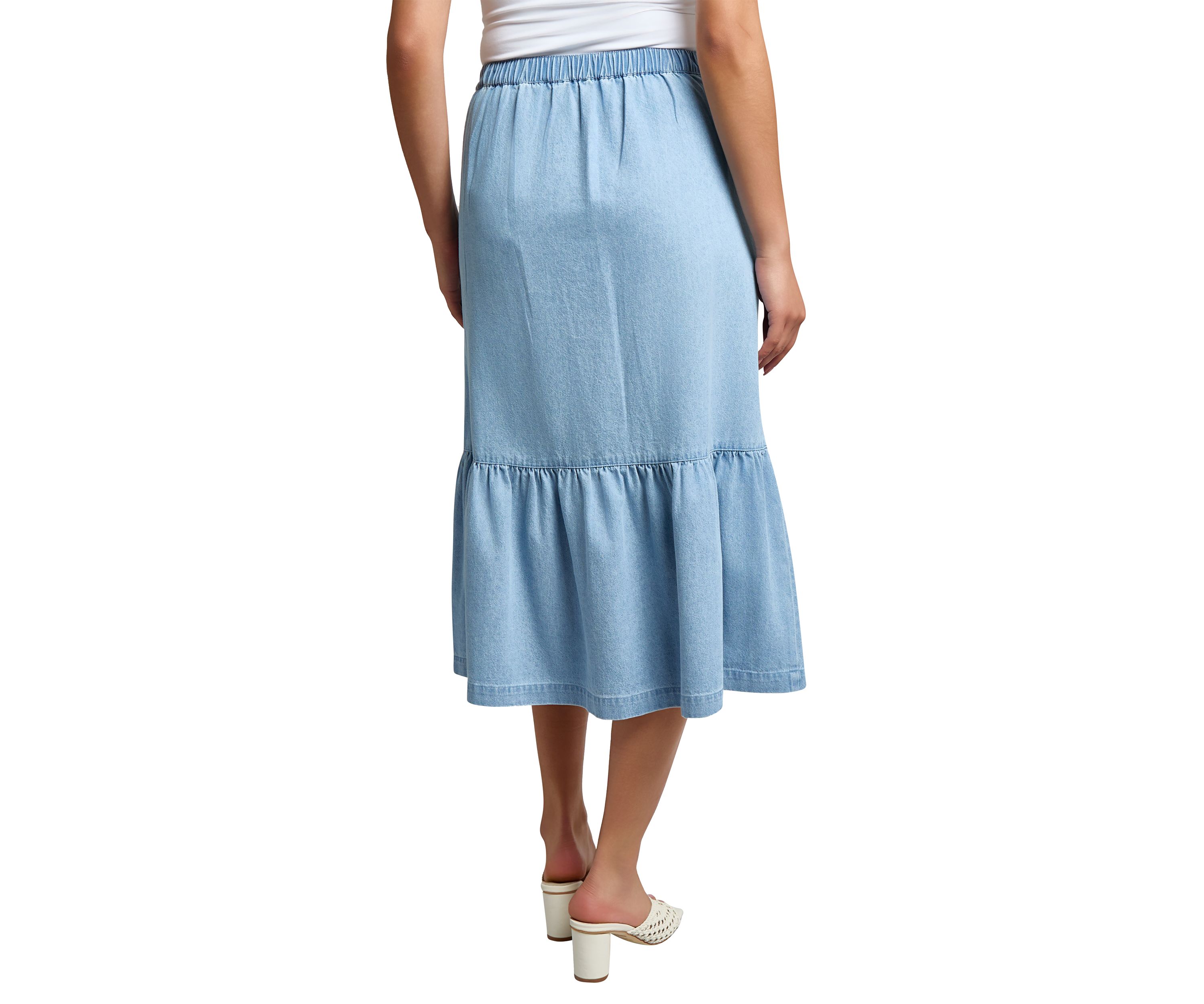 Womens Tiered Button Up Skirt