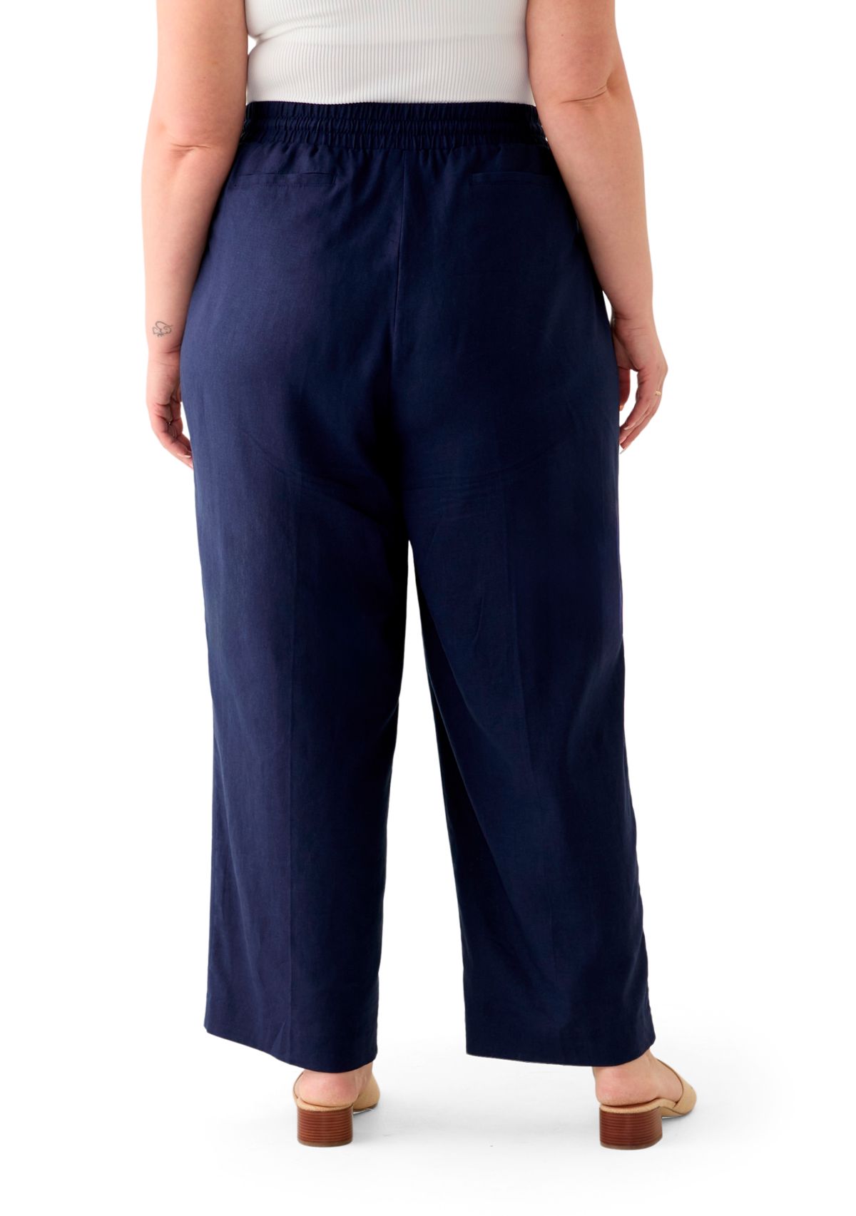 Plus Size Pull On D String Welt Pocket Pants 