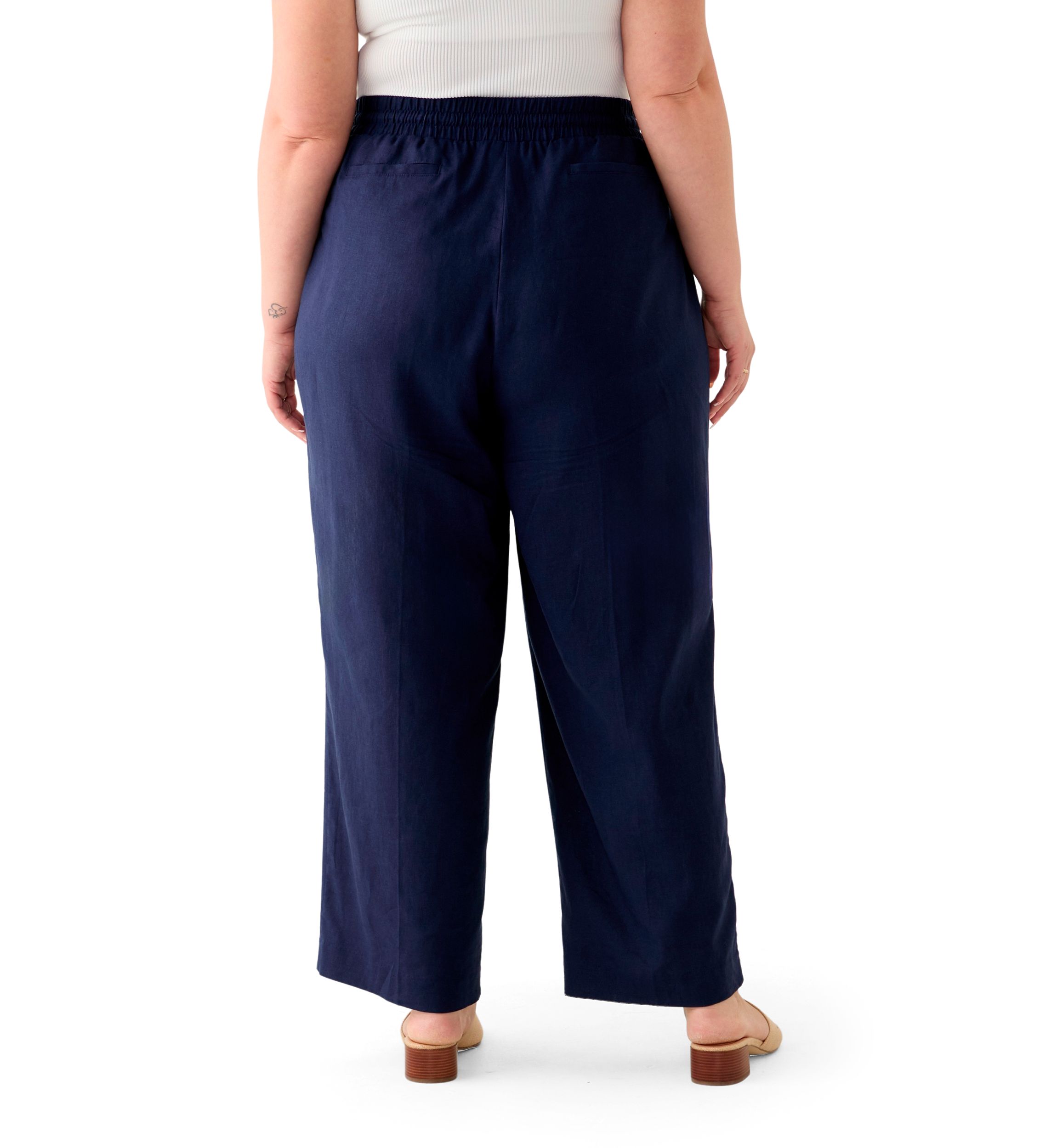 Plus Size Pull On D String Welt Pocket Pants 