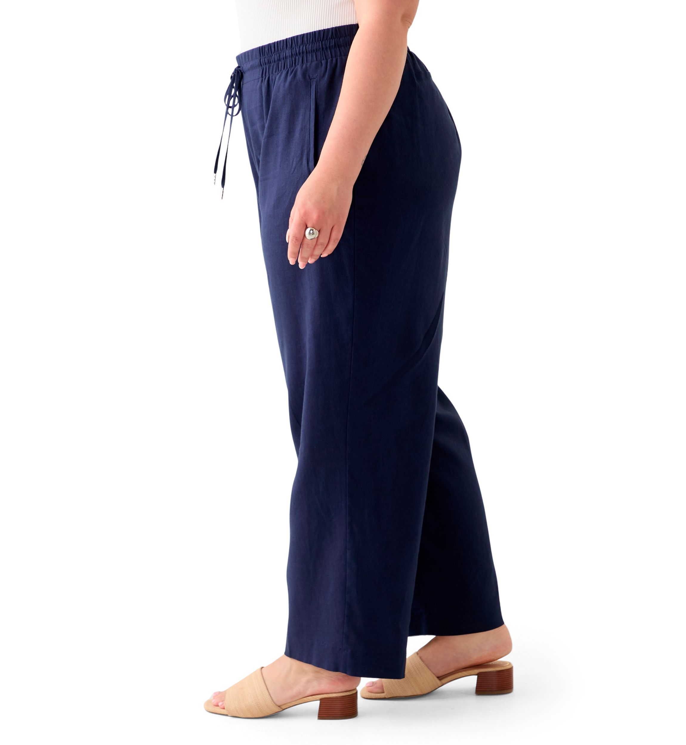 Plus Size Pull On D String Welt Pocket Pants 