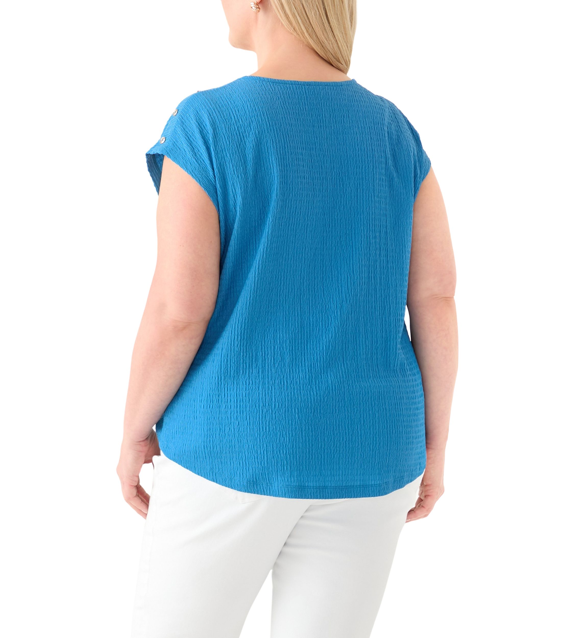 Plus Size Short Sleeve Crinkle Knit T-Shirt