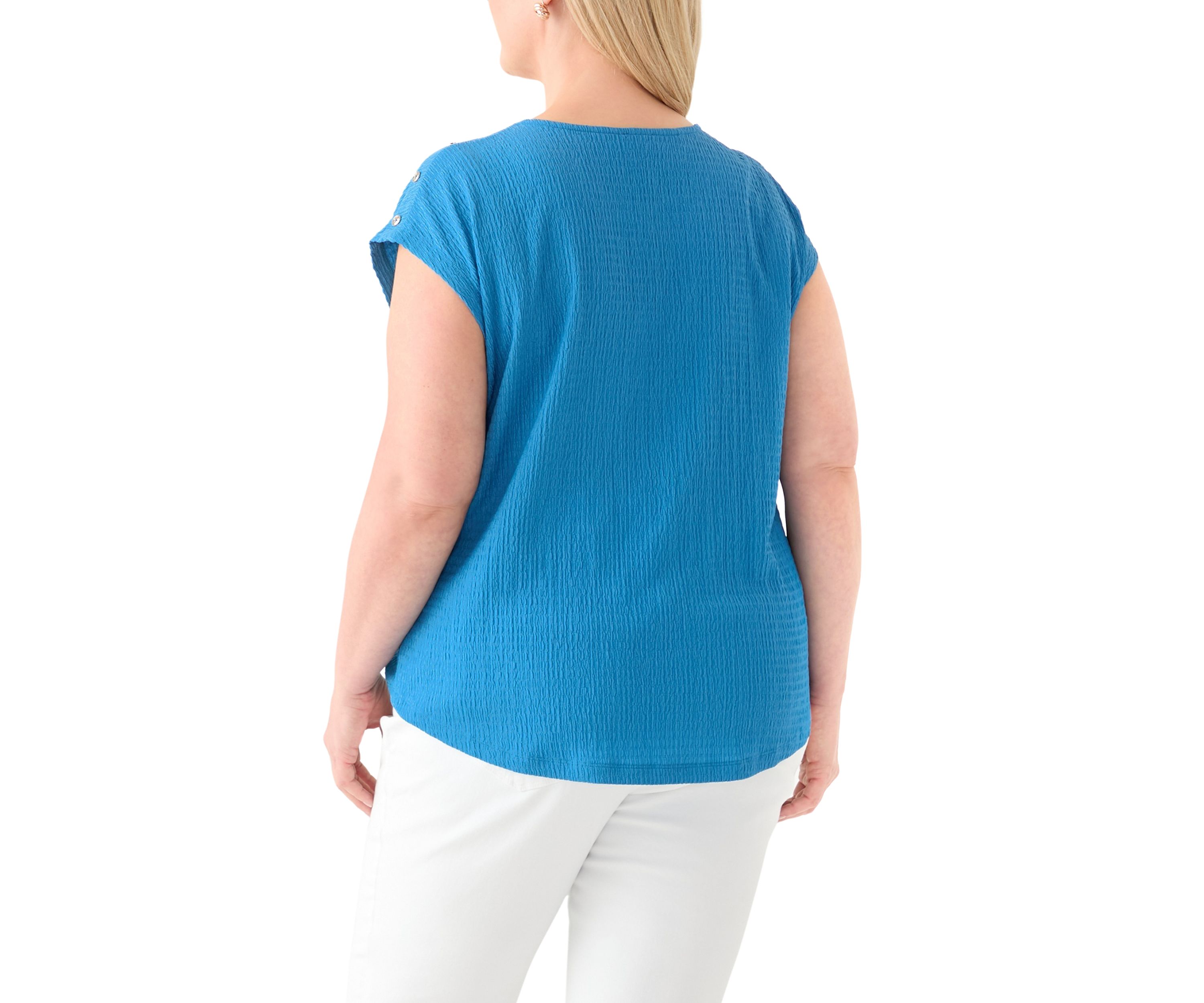 Plus Size Short Sleeve Crinkle Knit T-Shirt