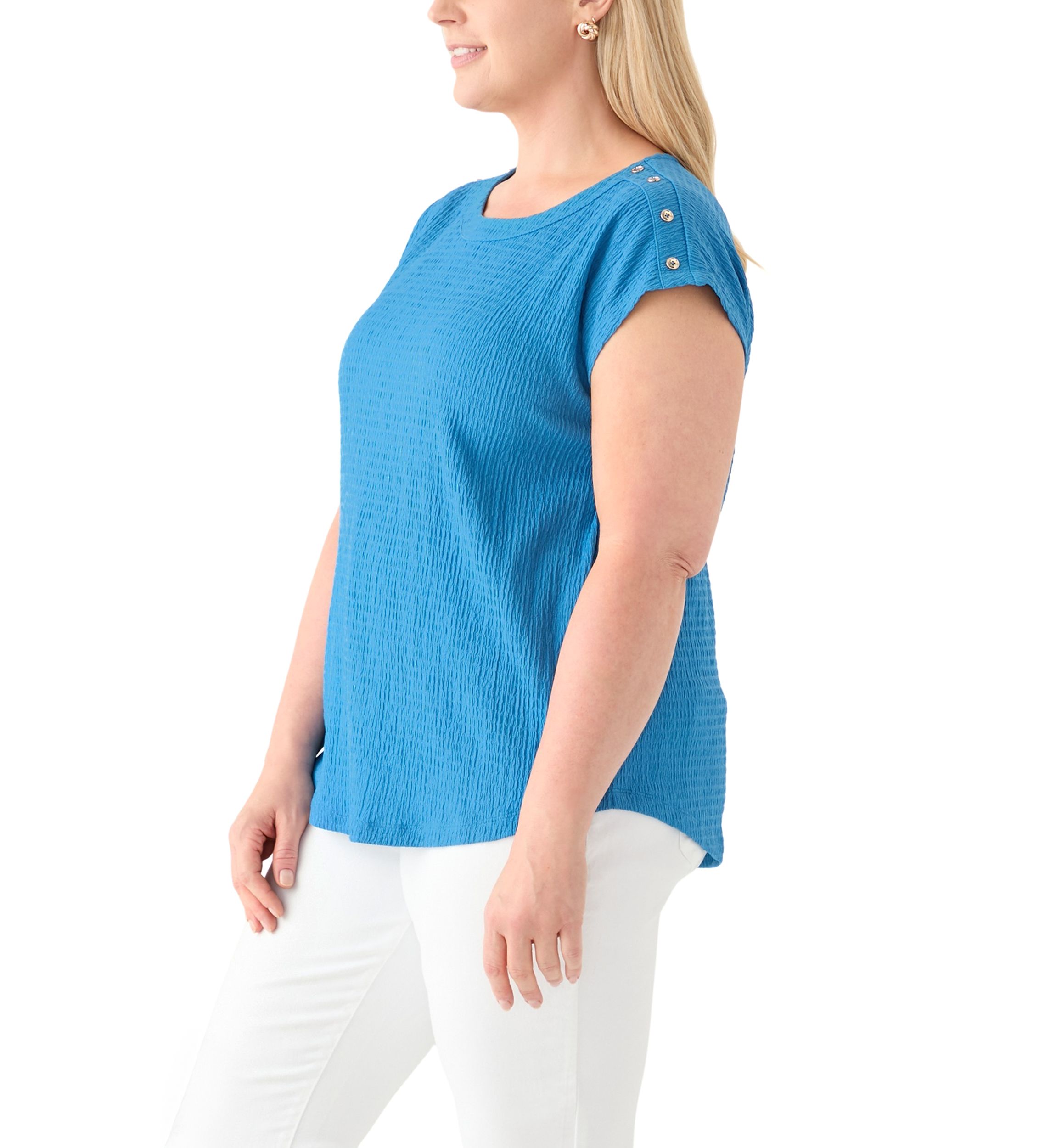 Plus Size Short Sleeve Crinkle Knit T-Shirt