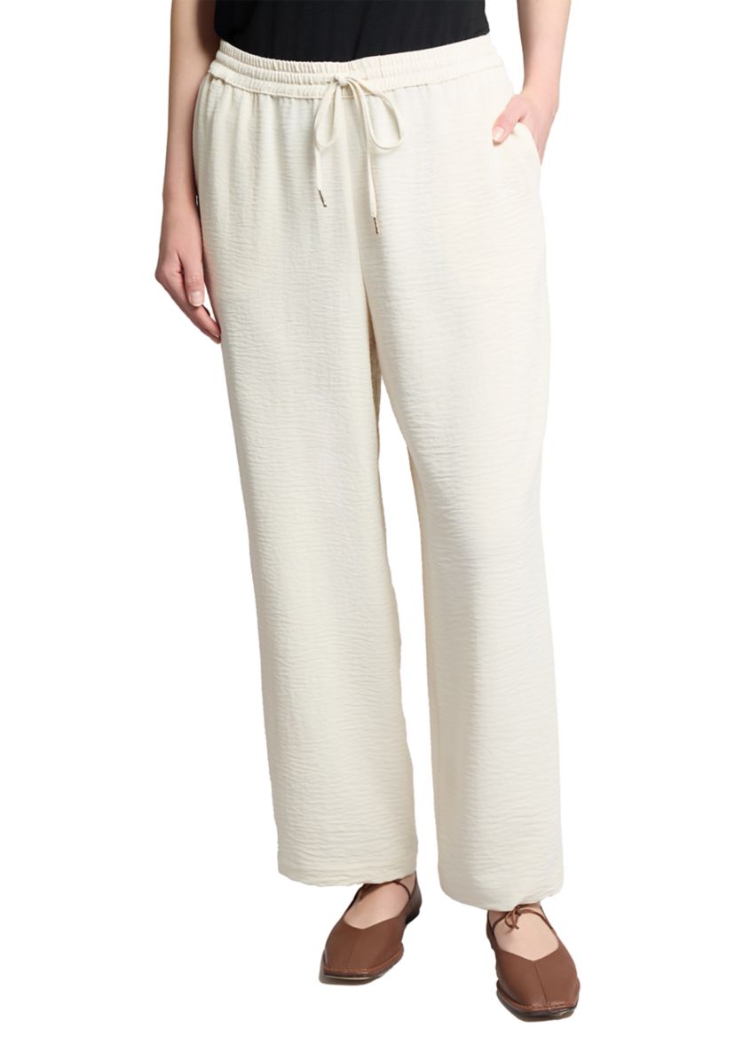 Womens Pull On Drawstring Wide Leg Pants