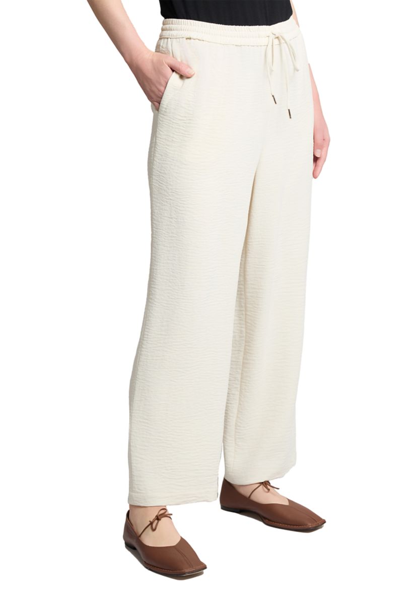 Womens Pull On Drawstring Wide Leg Pants