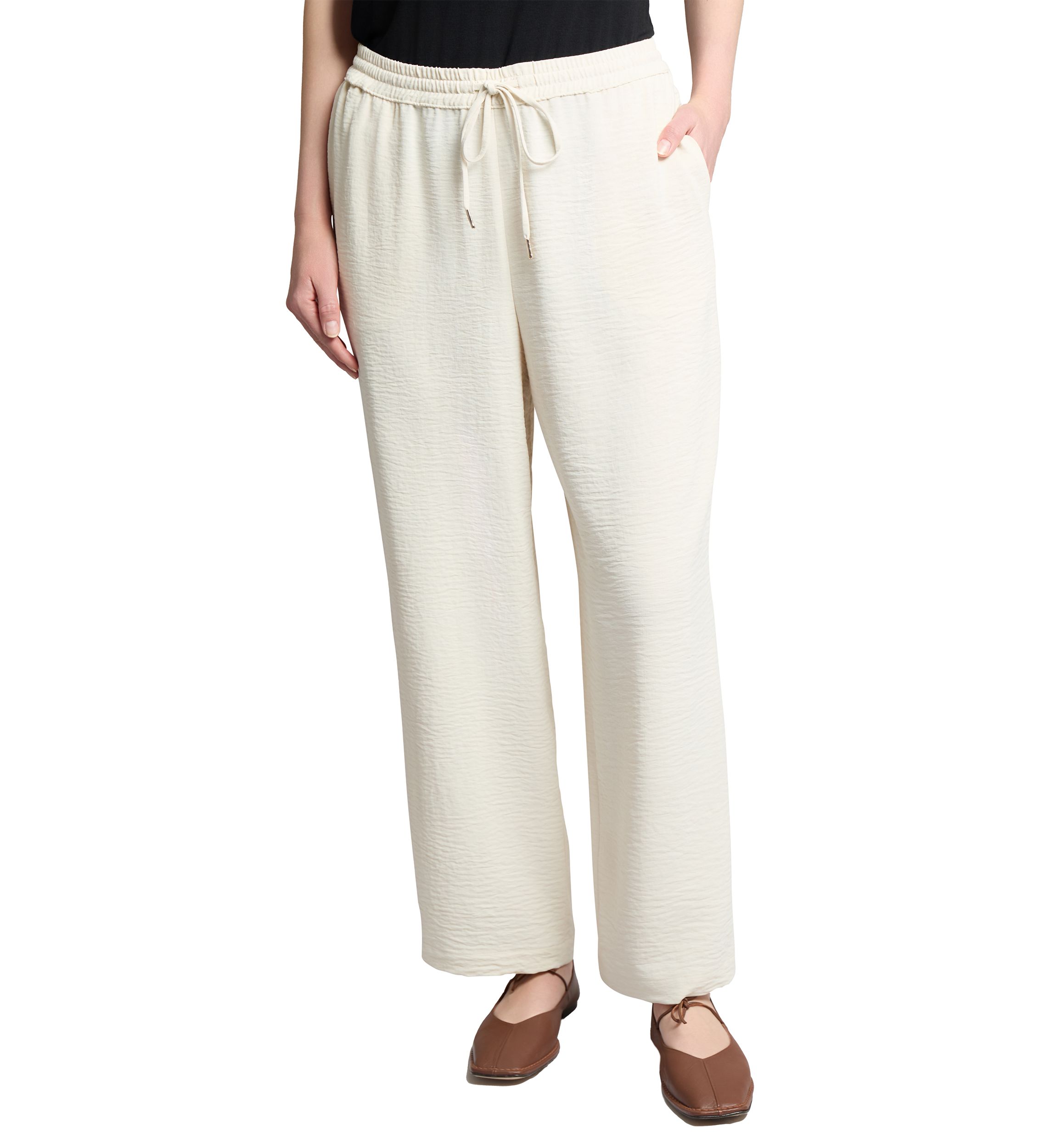 Petite Pull On Drawstring Wide Leg Pants
