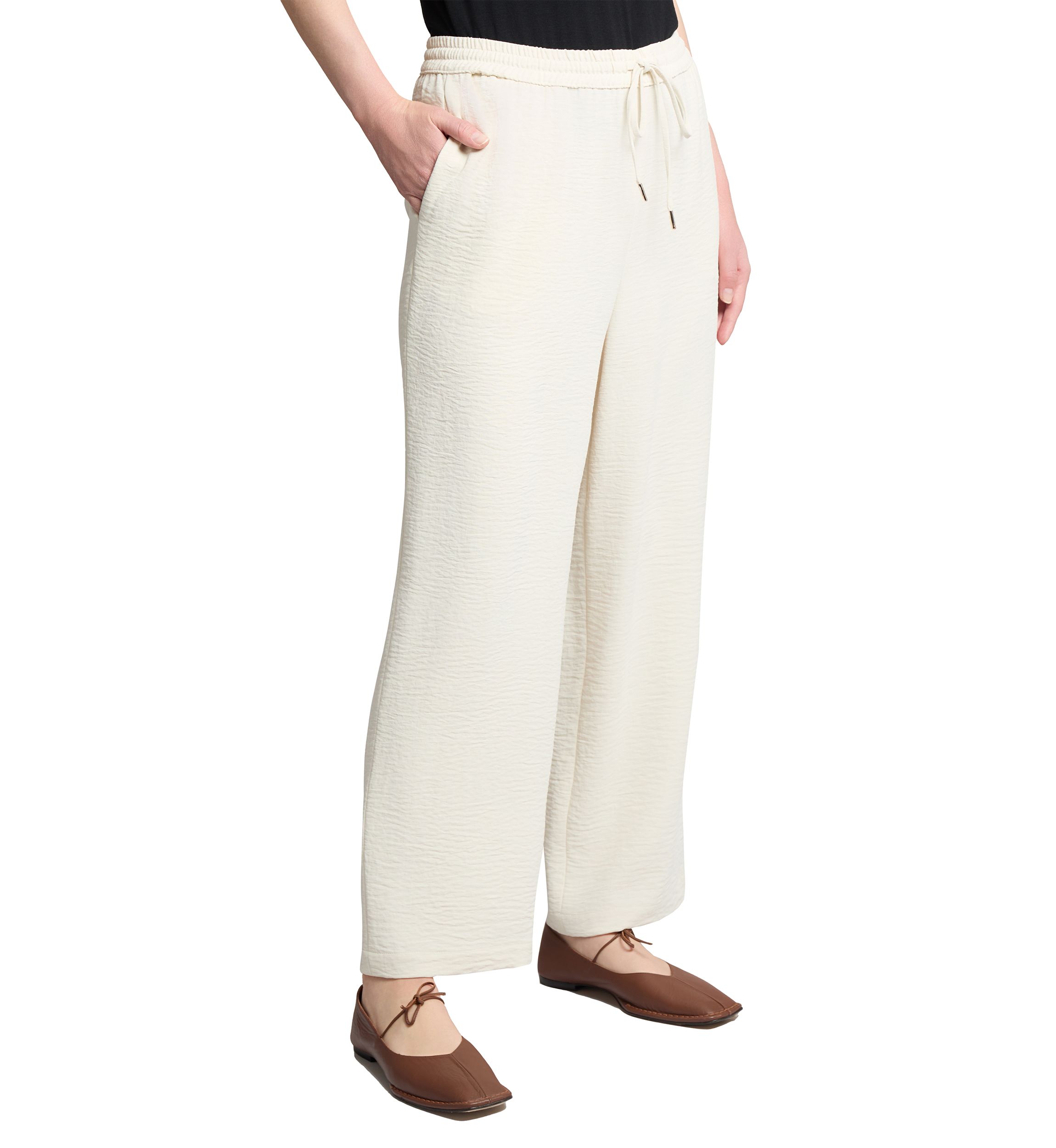 Petite Pull On Drawstring Wide Leg Pants