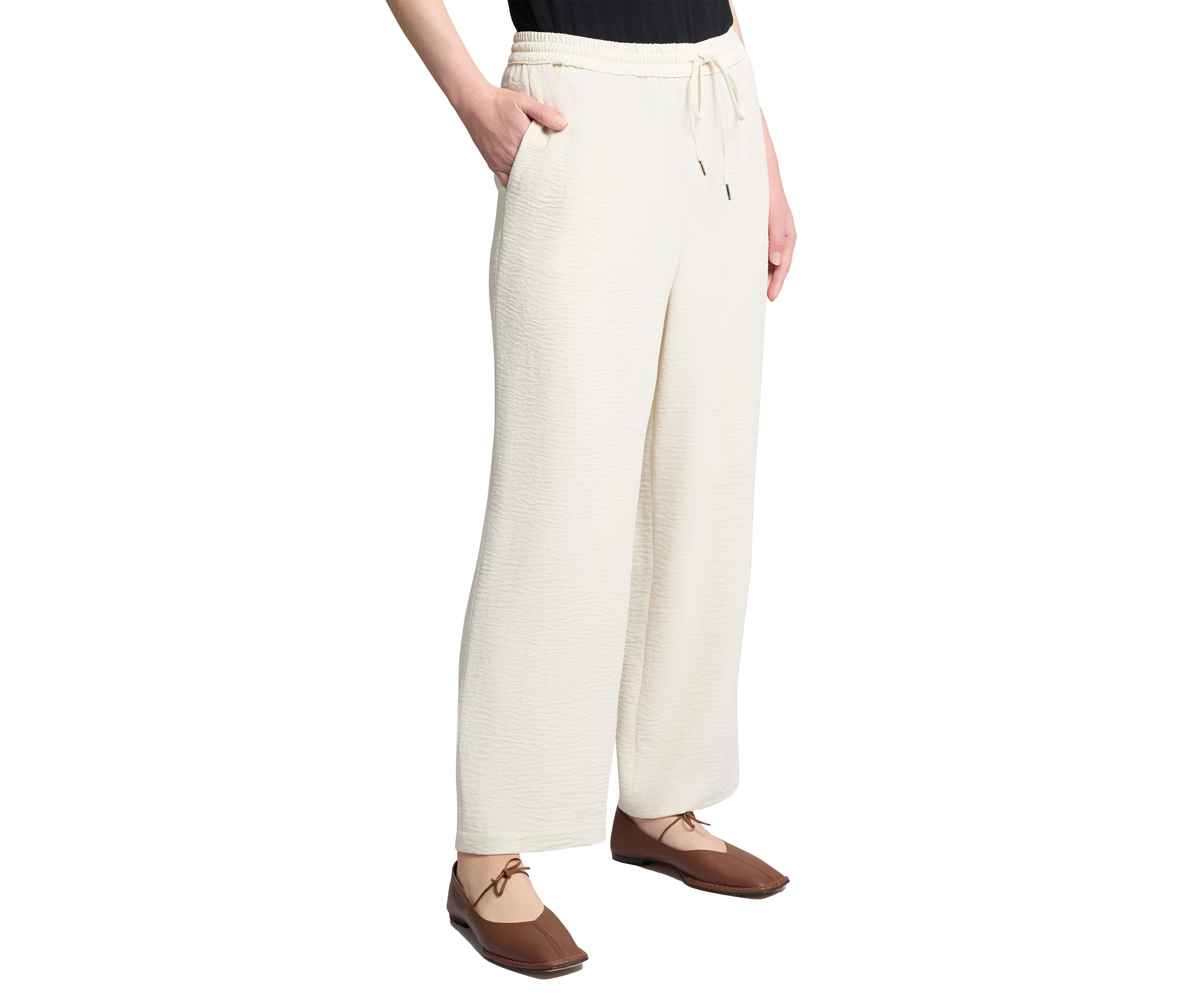 Petite Pull On Drawstring Wide Leg Pants