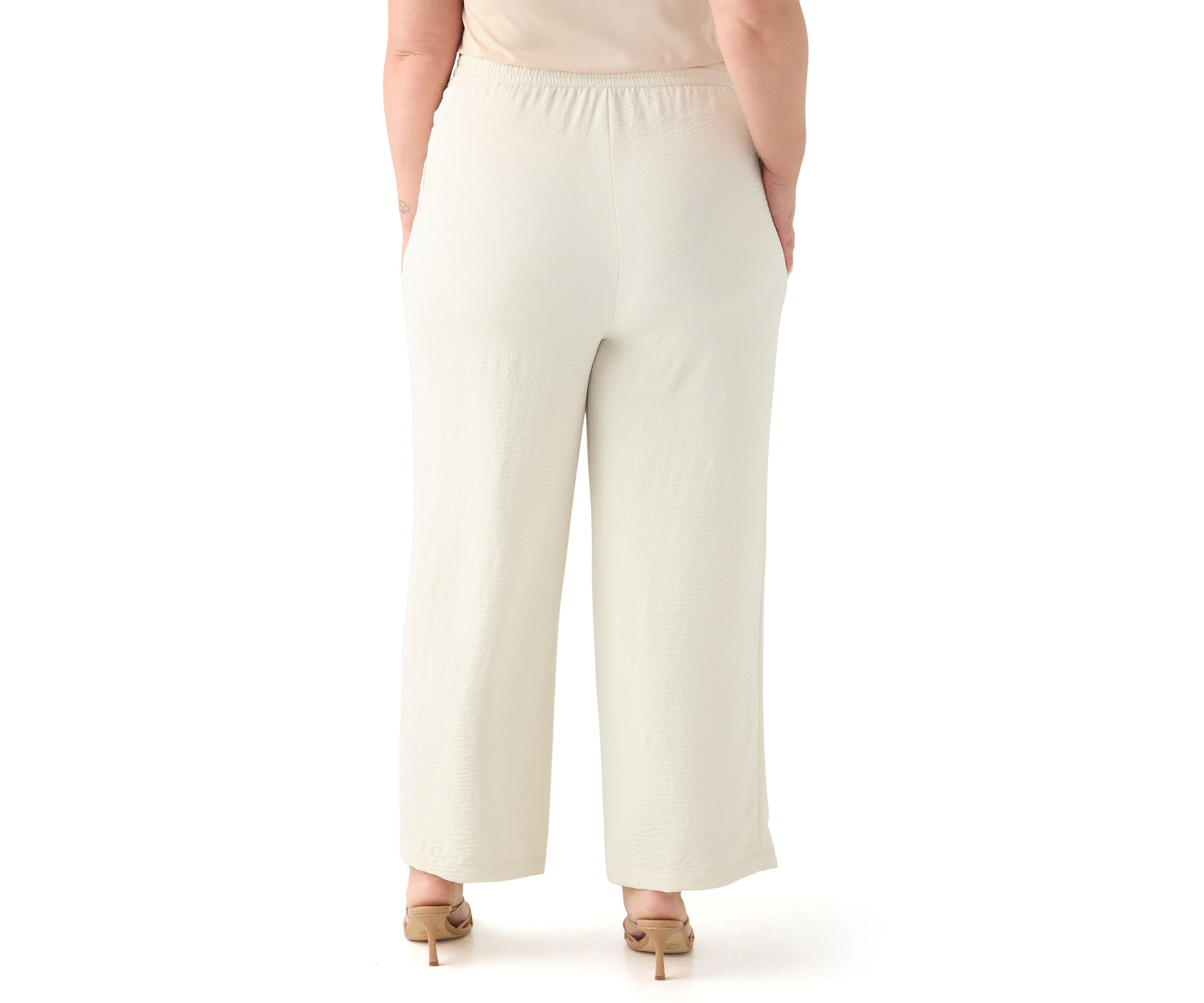 Plus Size Pull On Drawstring Wide Leg Pants