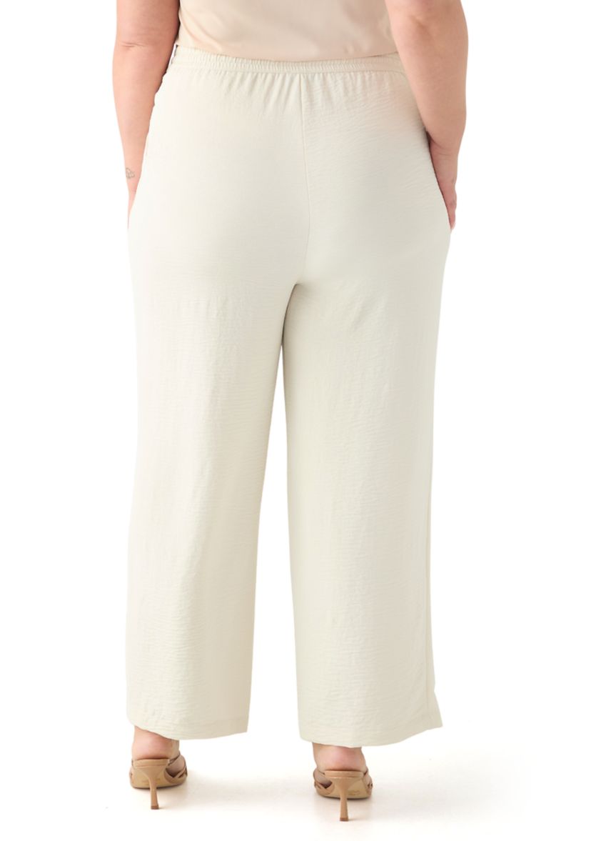 Plus Size Pull On Drawstring Wide Leg Pants