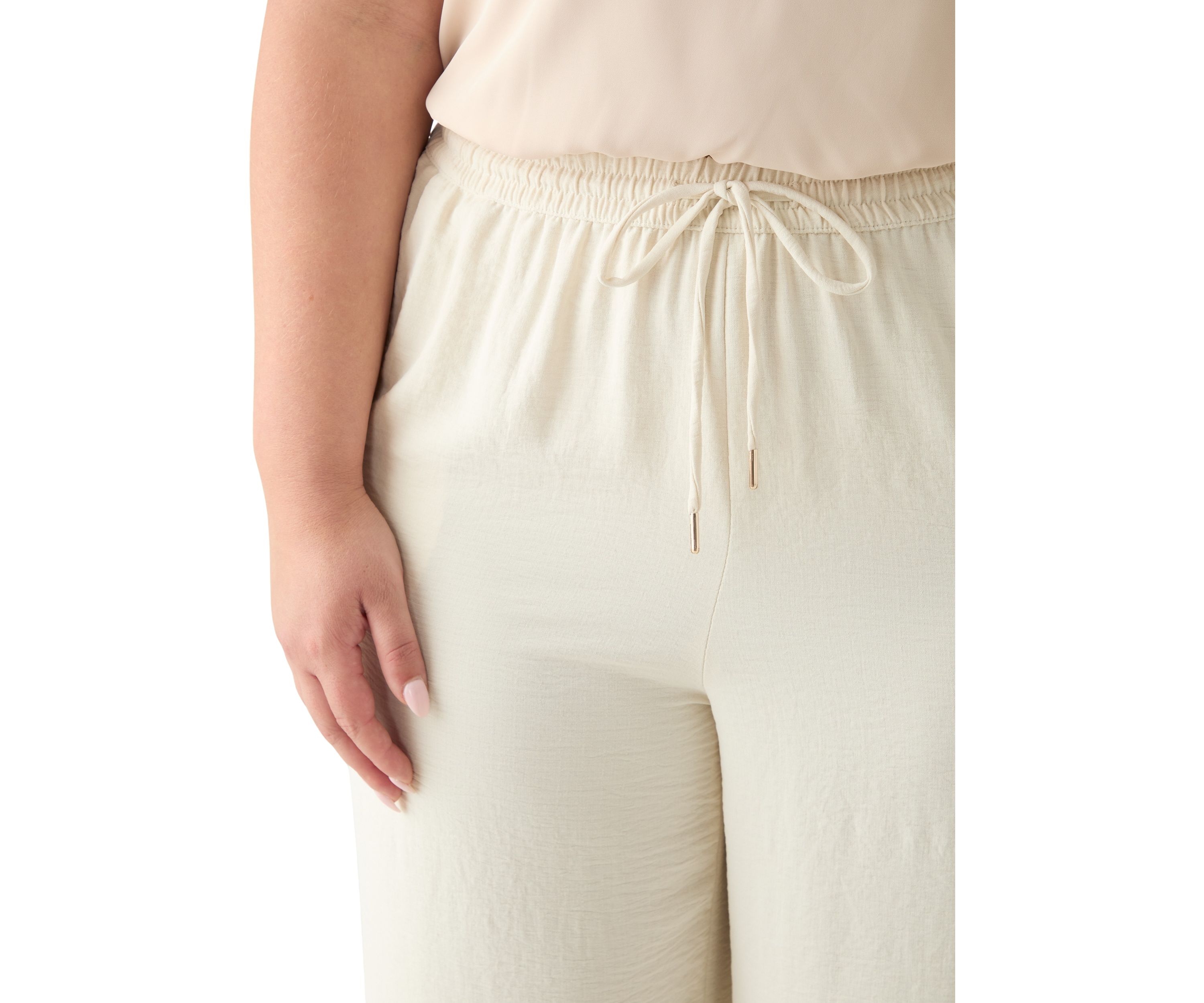 Plus Size Pull On Drawstring Wide Leg Pants