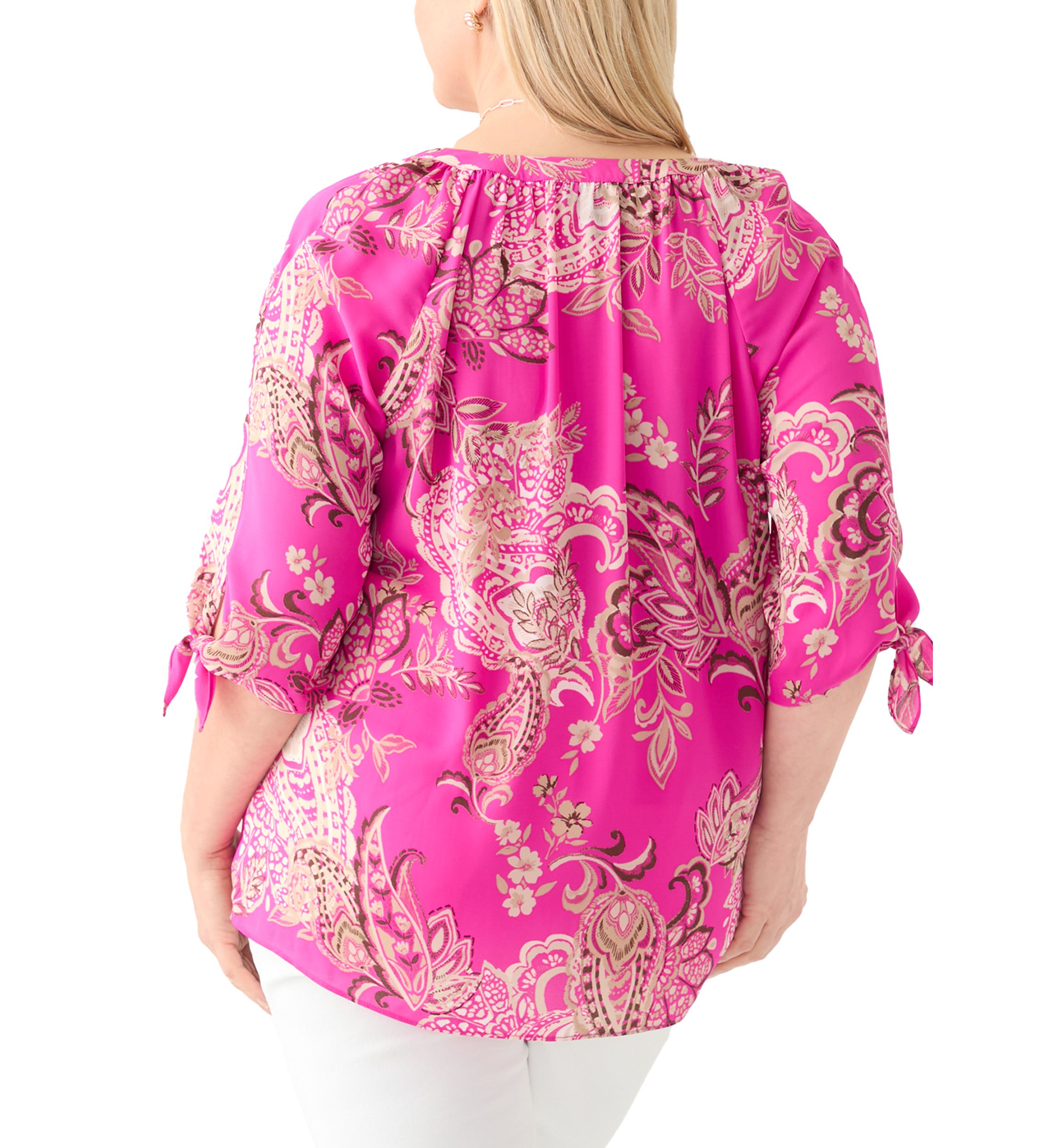 Plus Size Elbow Sleeve Raglan Blouse 