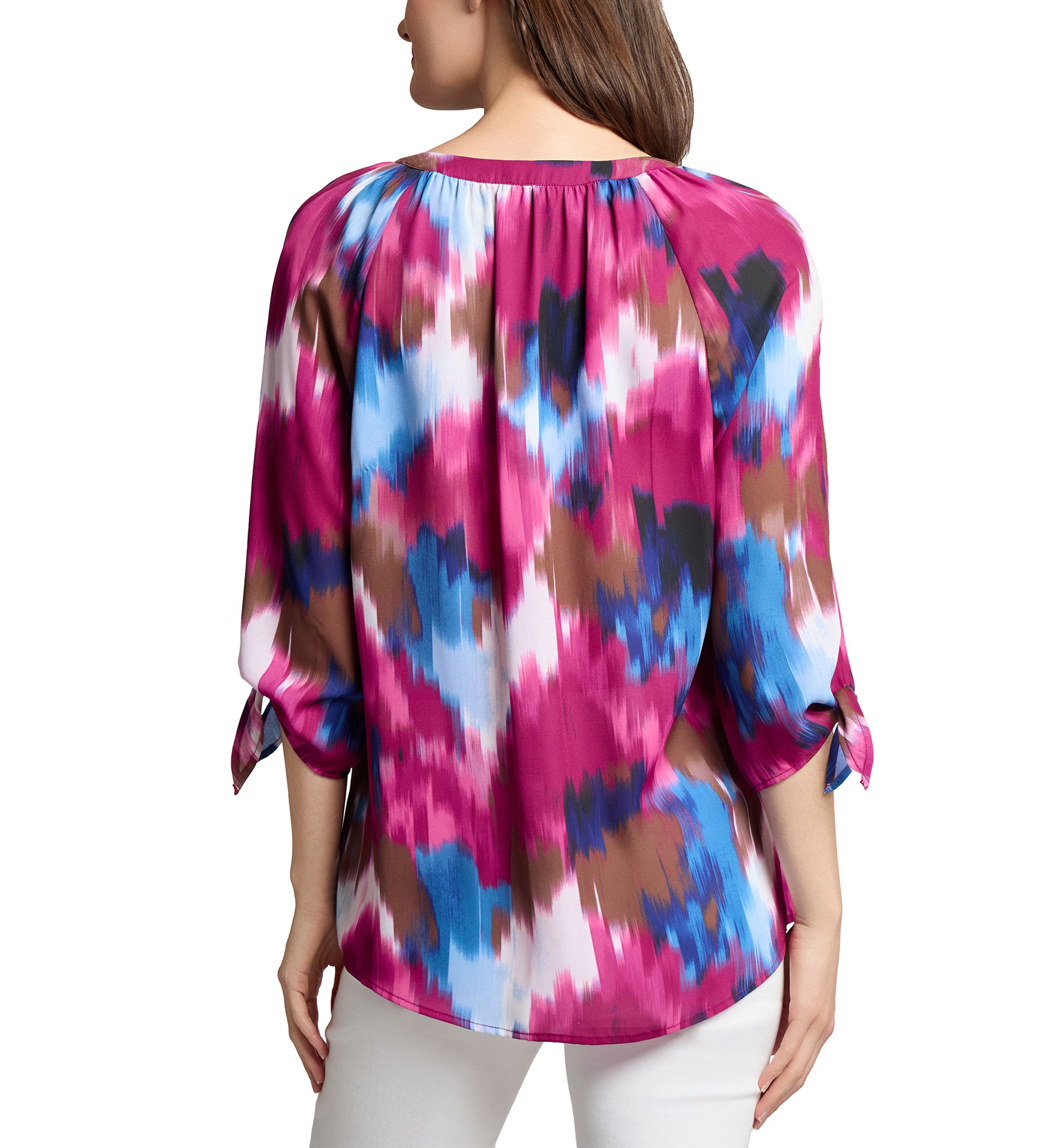 Womens Printed Tie Sleeve Blouse