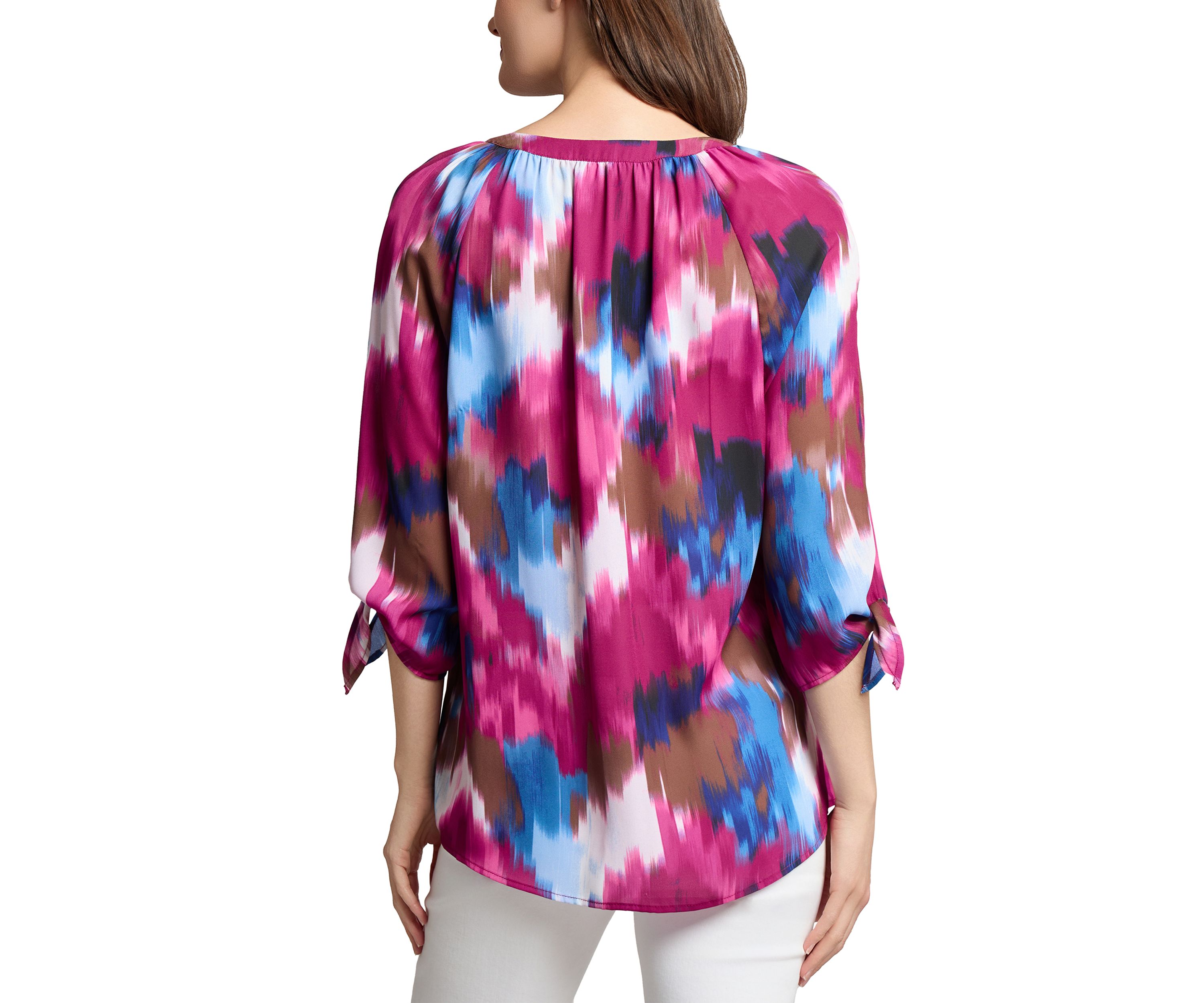 Womens Printed Tie Sleeve Blouse