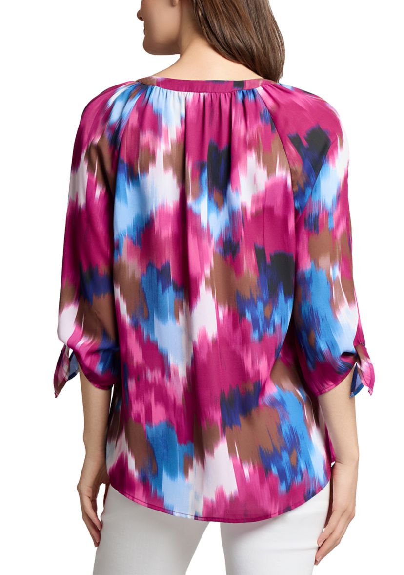 Womens Printed Tie Sleeve Blouse