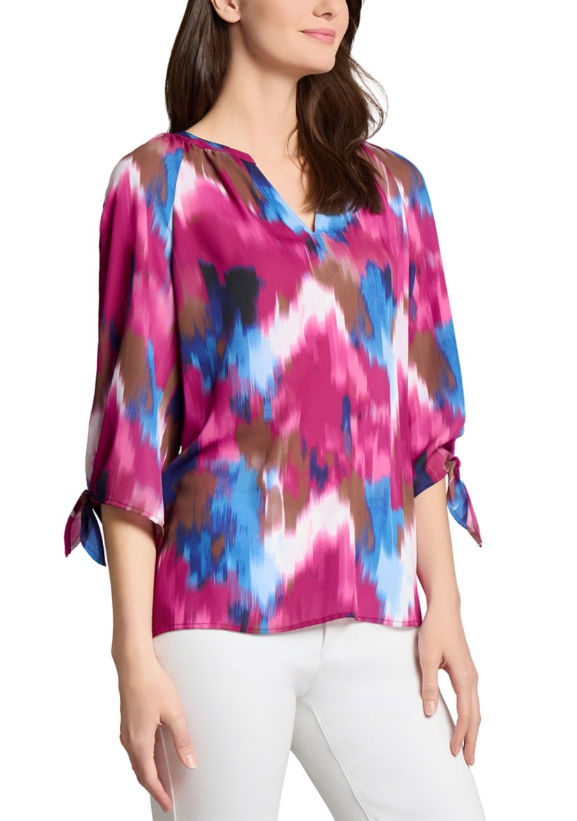 Womens Printed Tie Sleeve Blouse