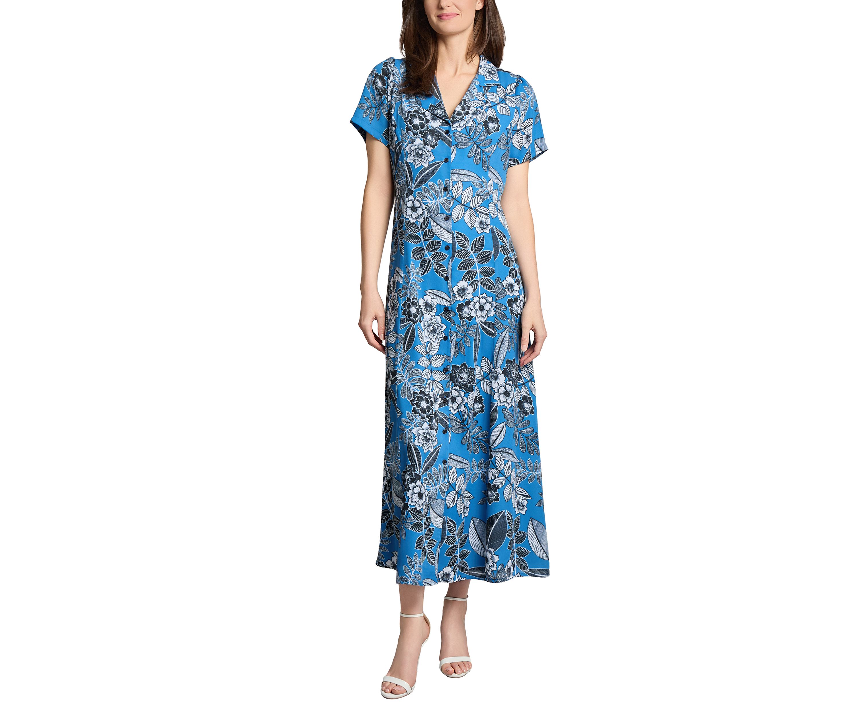Petite Floral Printed Maxi Shirtdress