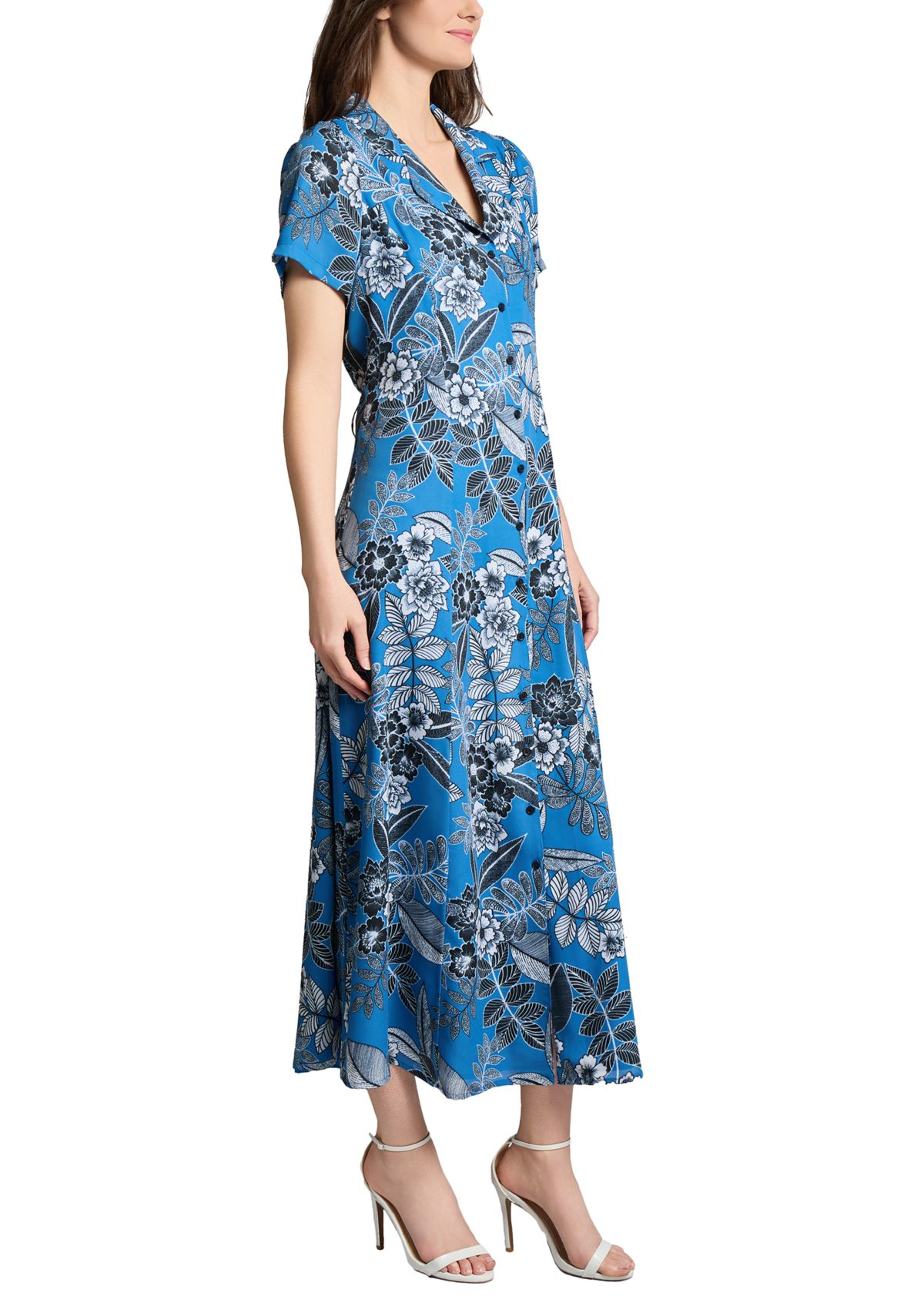 Petite Floral Printed Maxi Shirtdress