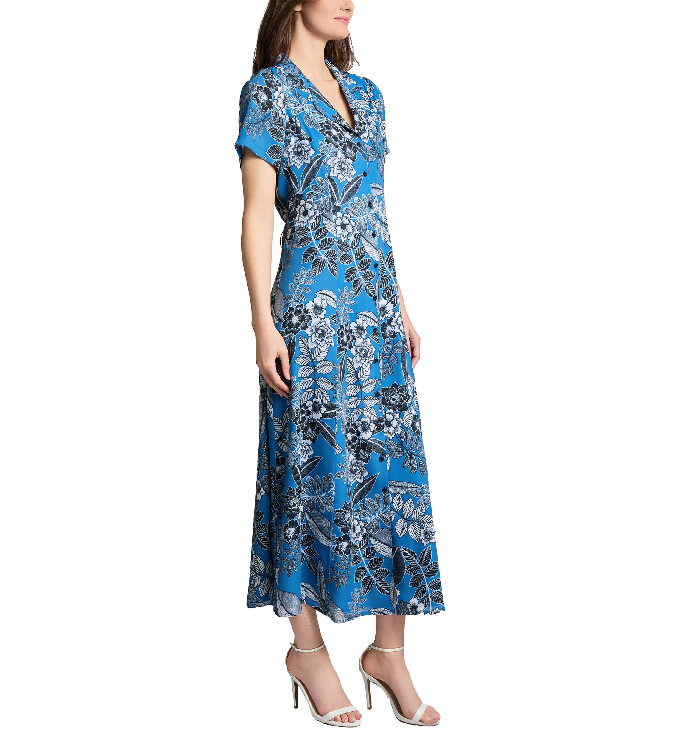 Petite Floral Printed Maxi Shirtdress