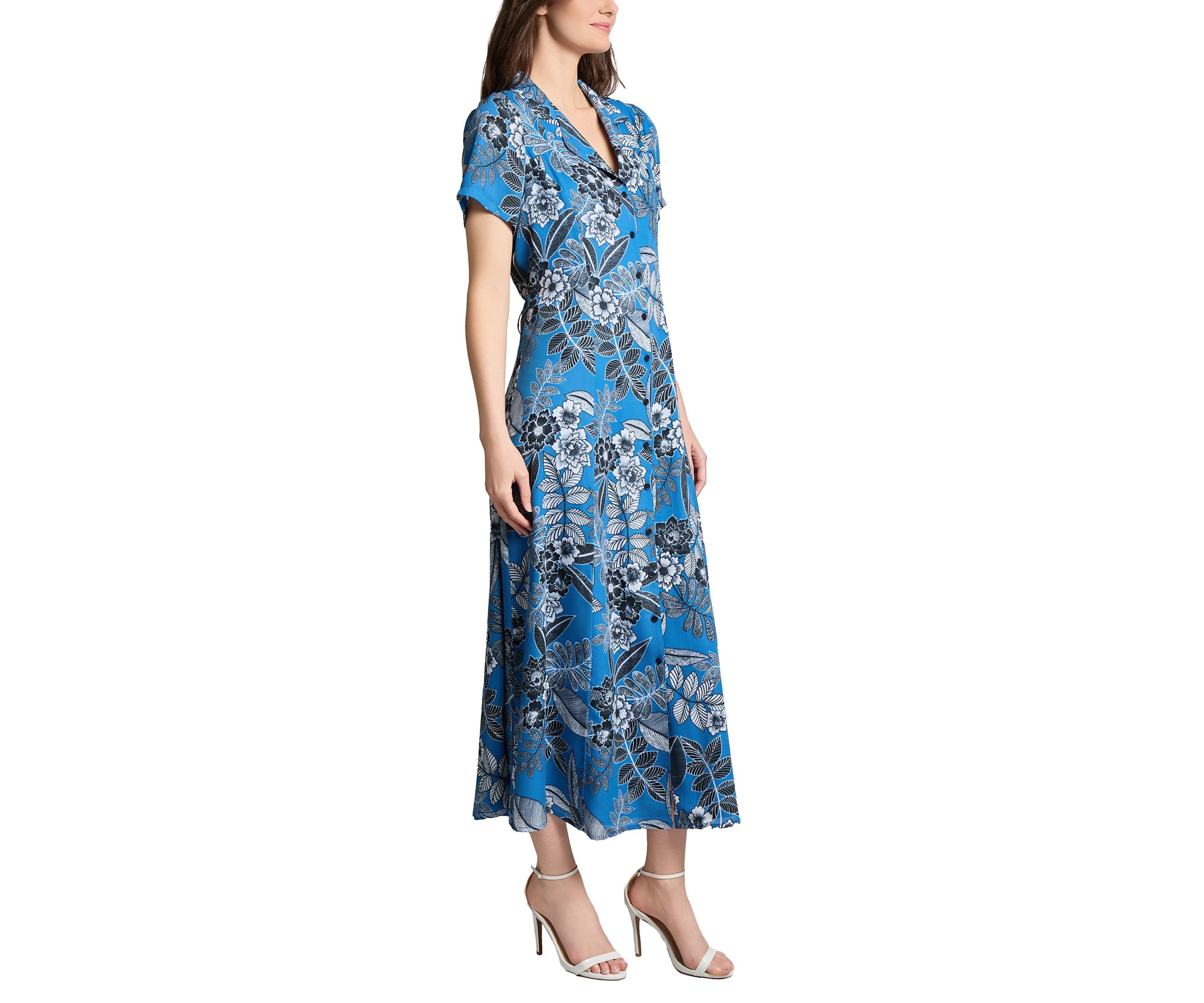 Petite Floral Printed Maxi Shirtdress