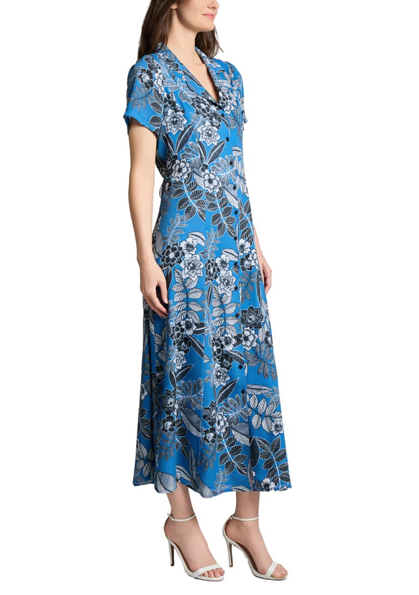 Petite Floral Printed Maxi Shirtdress