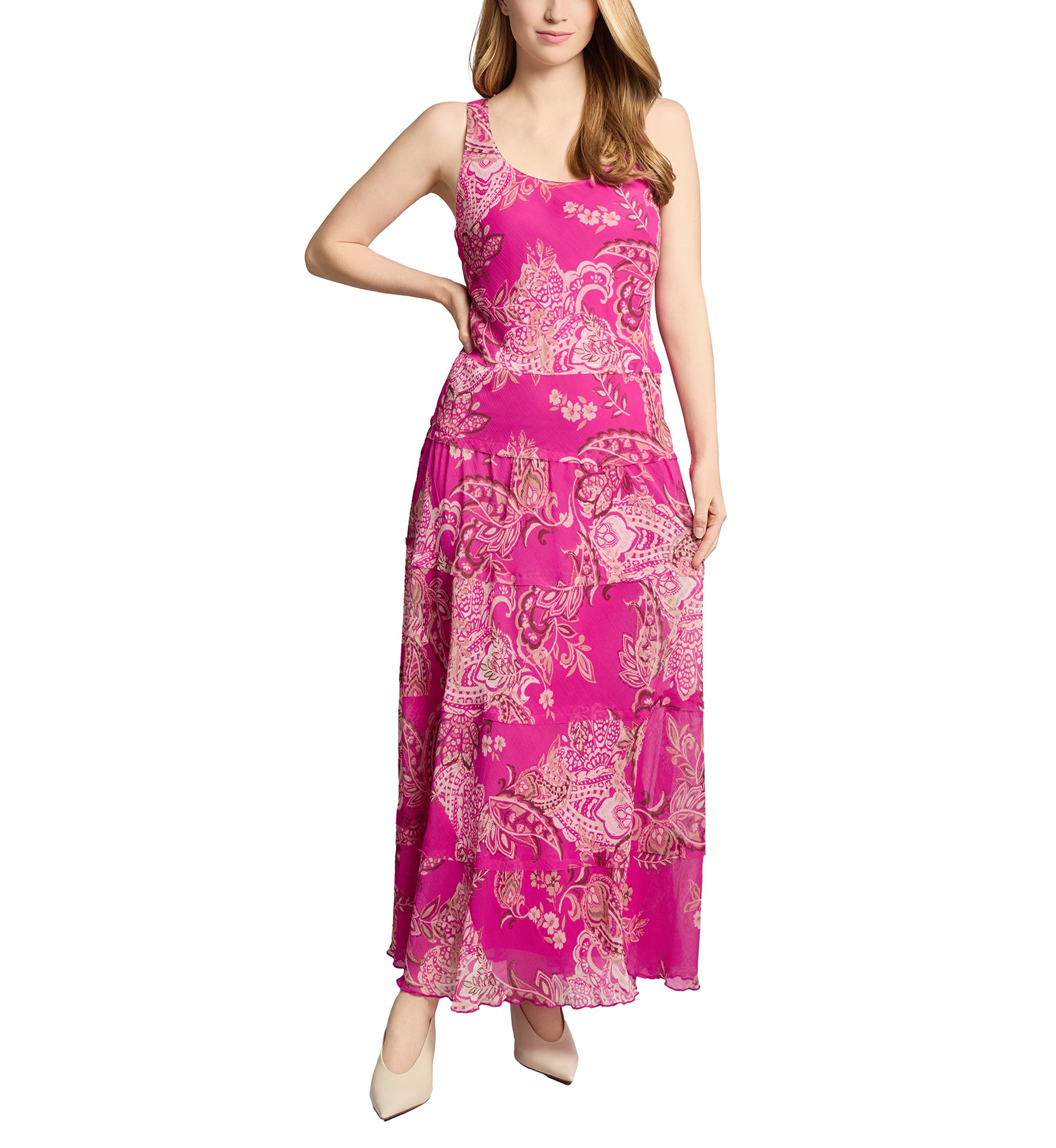 Womens Floral Printed Multi Tiered Dress
