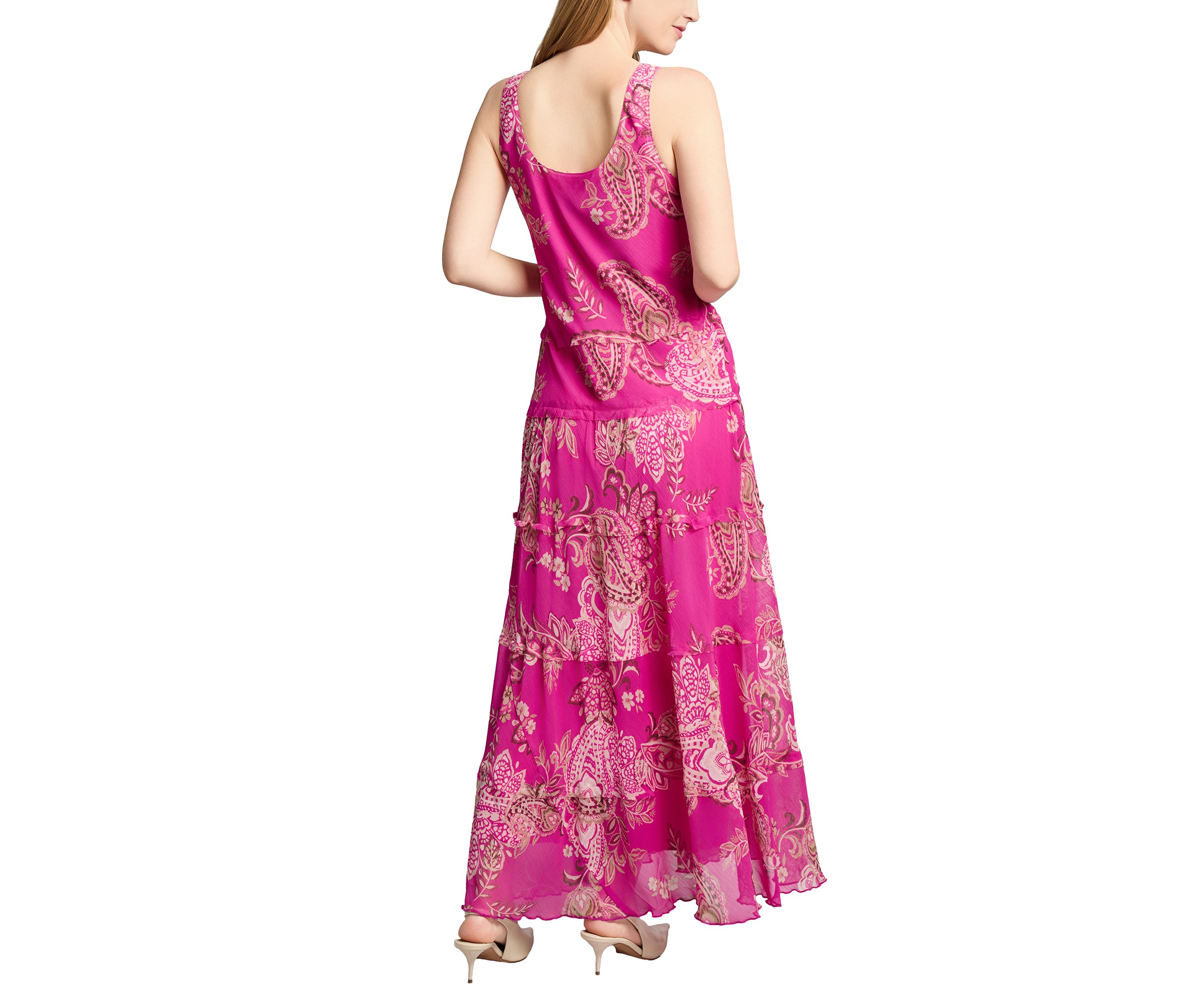 Womens Floral Printed Multi Tiered Dress