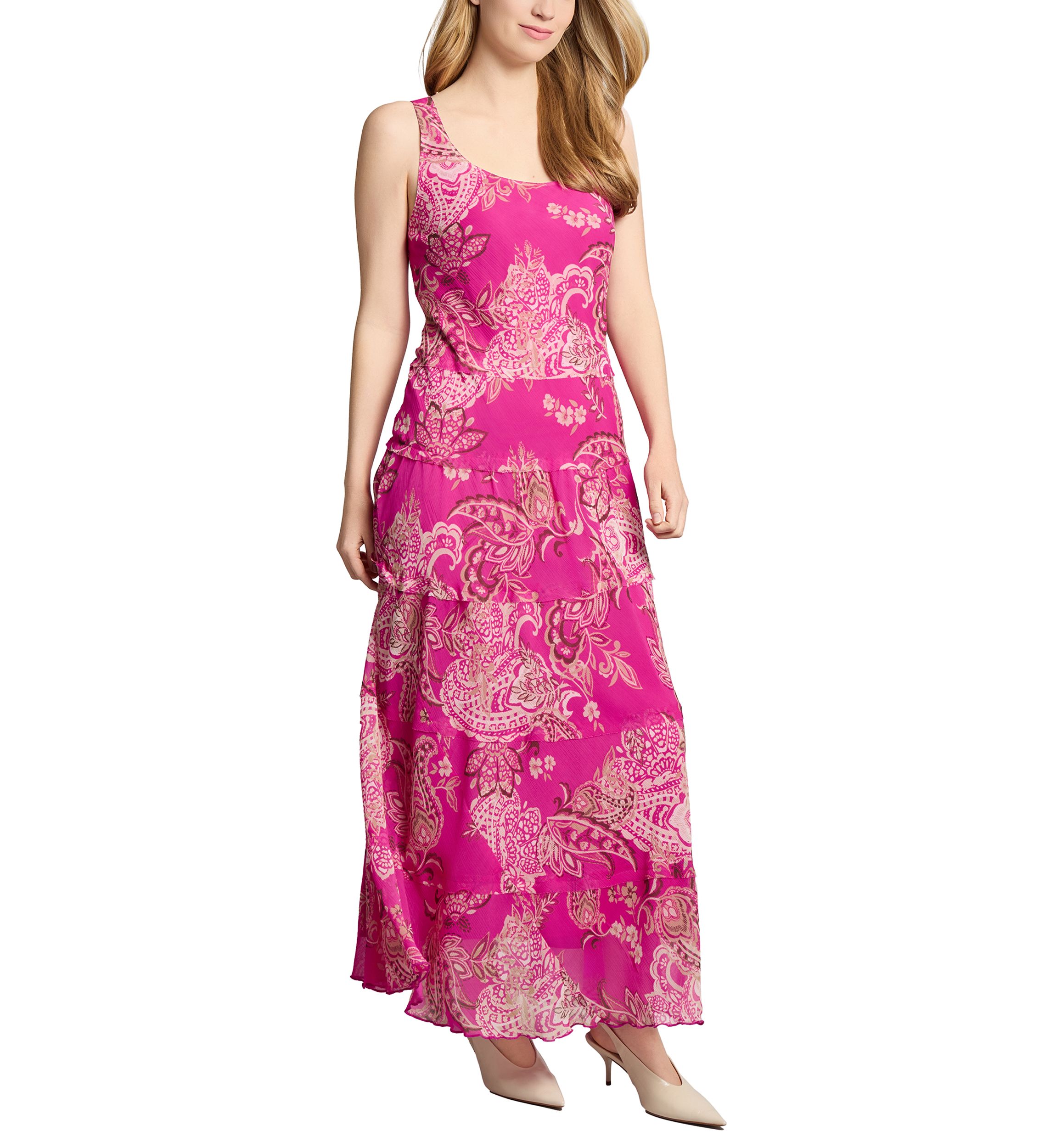 Womens Floral Printed Multi Tiered Dress