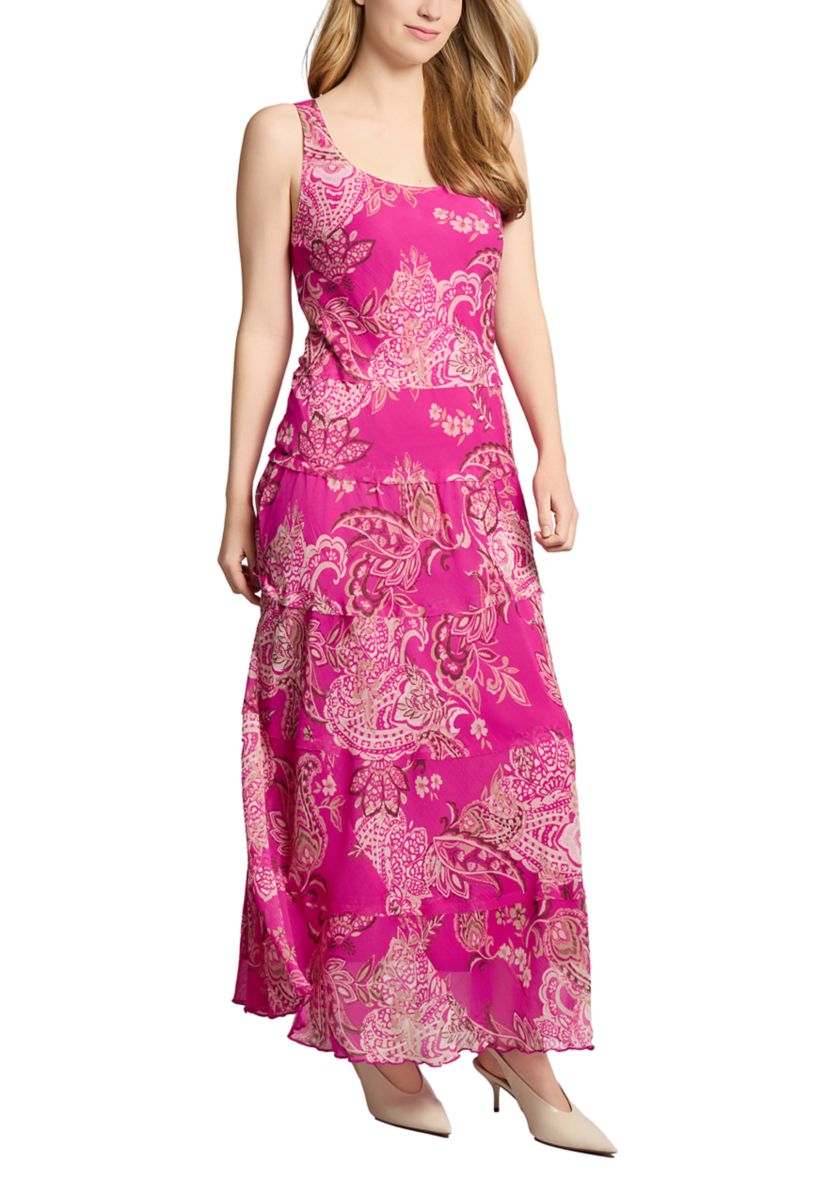 Womens Floral Printed Multi Tiered Dress