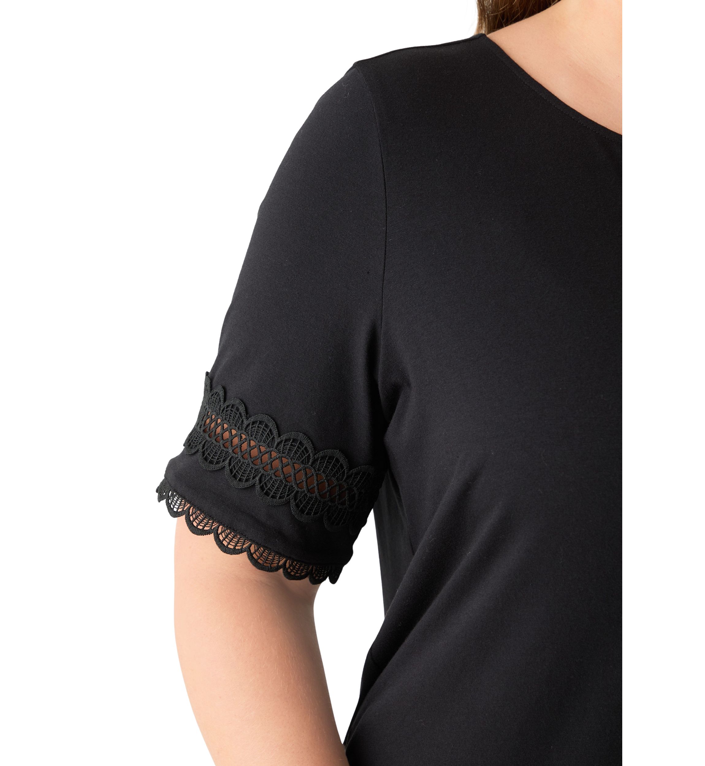Plus Size  Elbow Sleeve Trim Top 