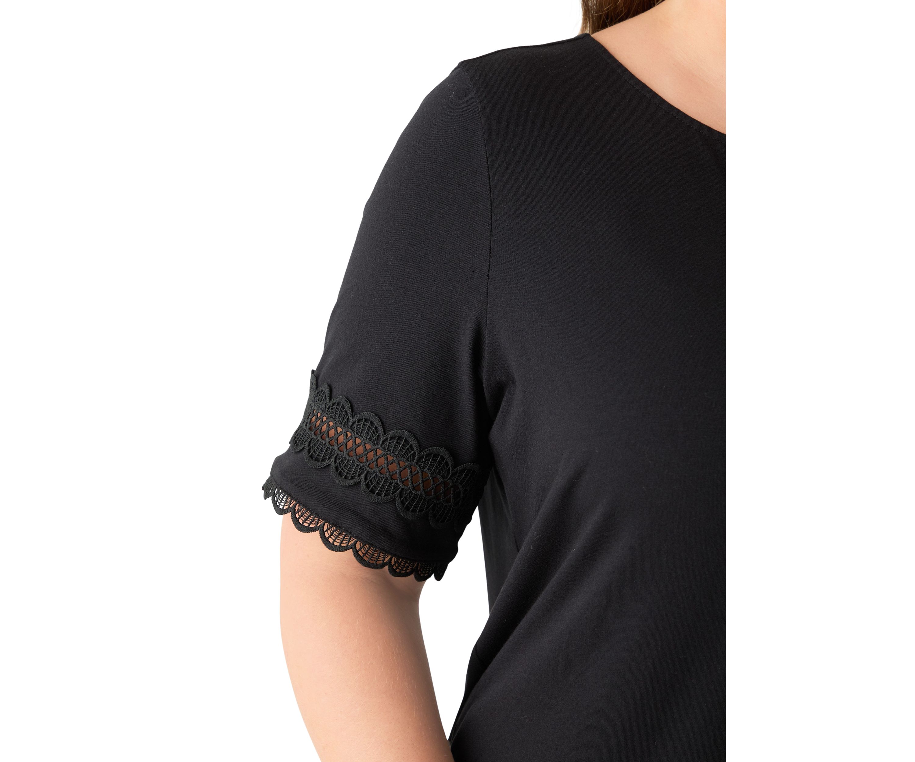 Plus Size  Elbow Sleeve Trim Top 
