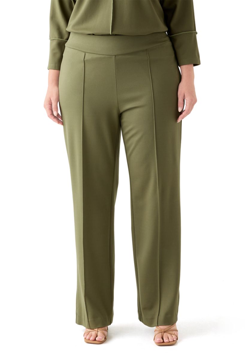 Plus Size Pull On Pintuck Trousers 