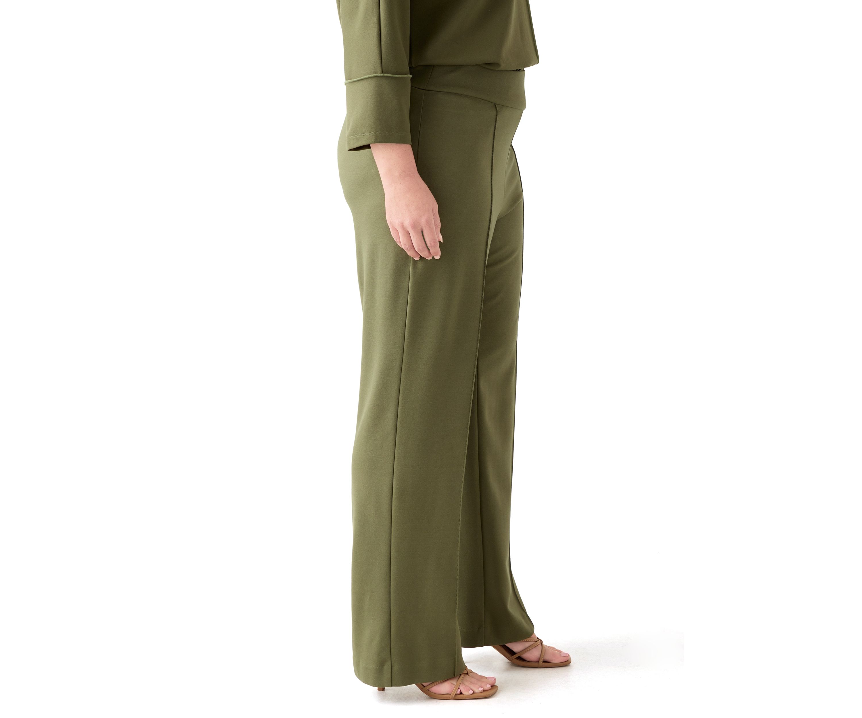 Plus Size Pull On Pintuck Trousers 