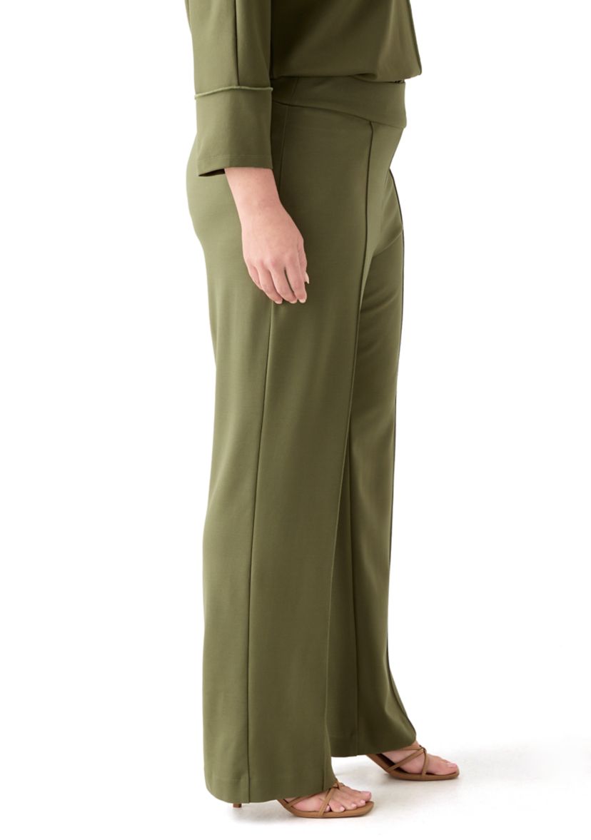 Plus Size Pull On Pintuck Trousers 