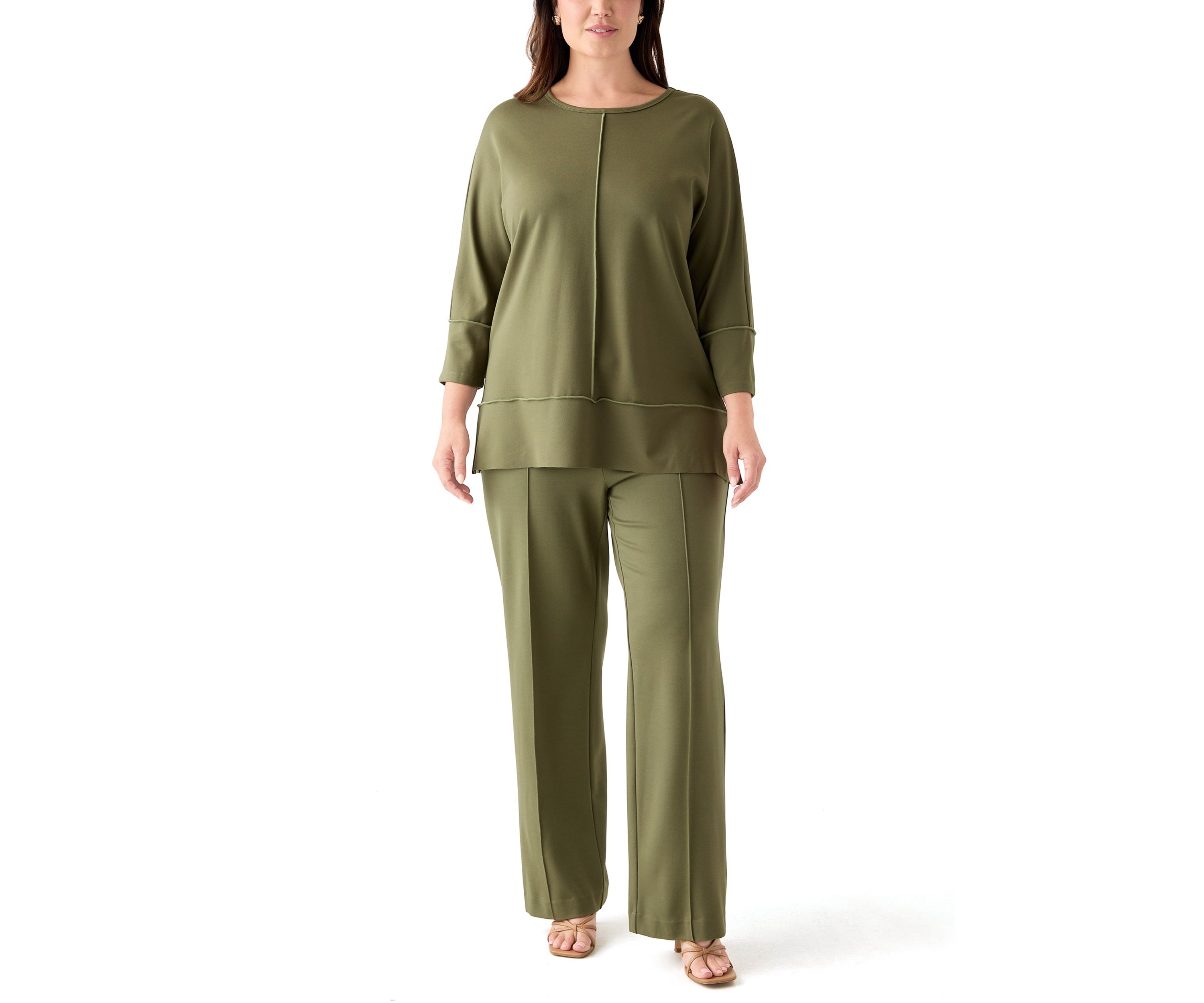 Plus Size Pull On Pintuck Trousers 