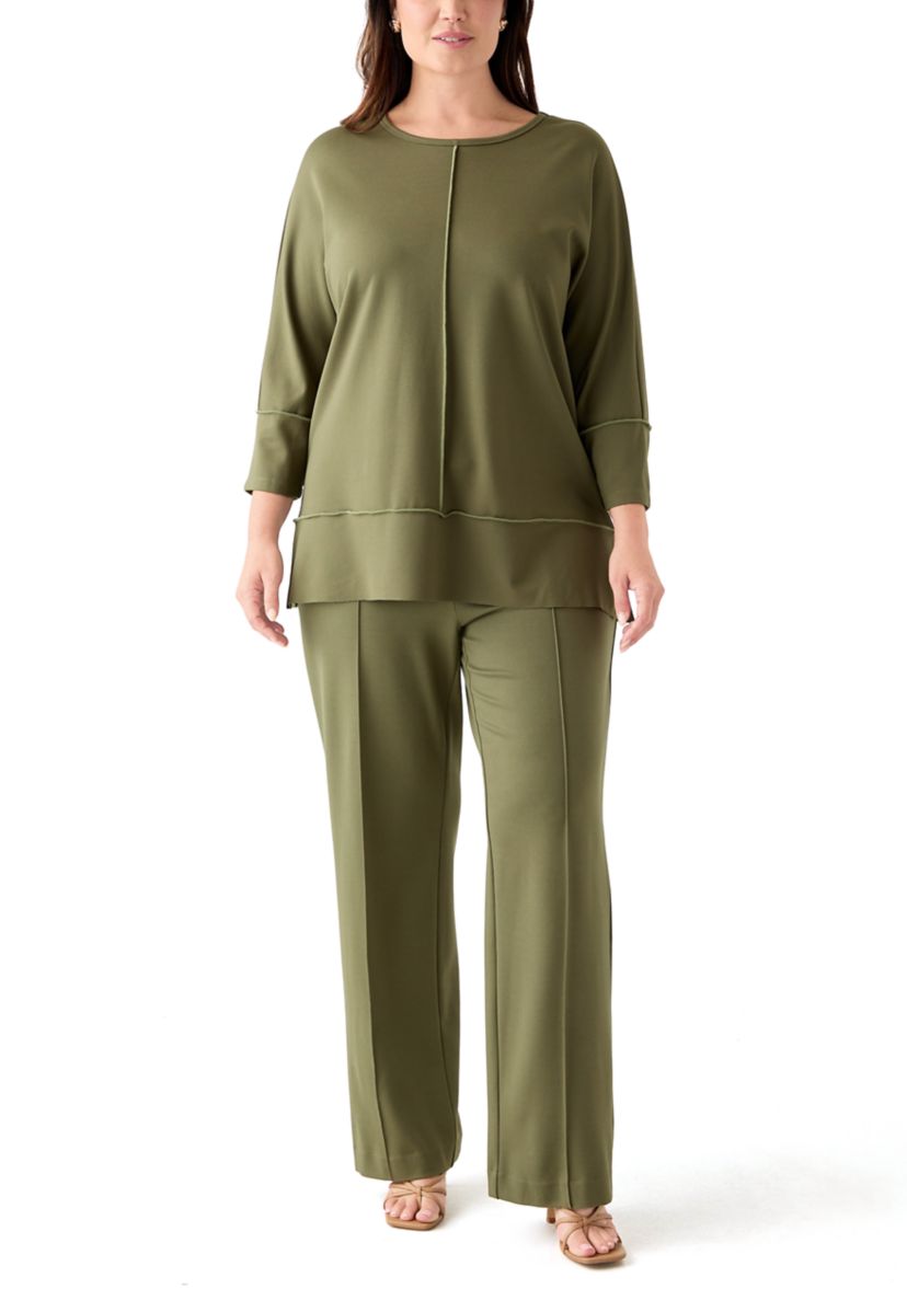 Plus Size Pull On Pintuck Trousers 