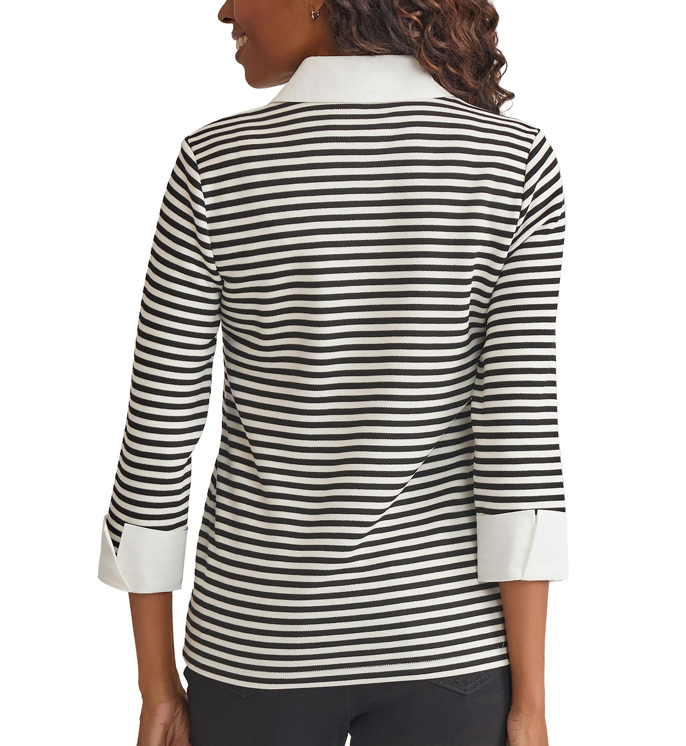 Womens 3/4 Sleeve Collar 2fer Top