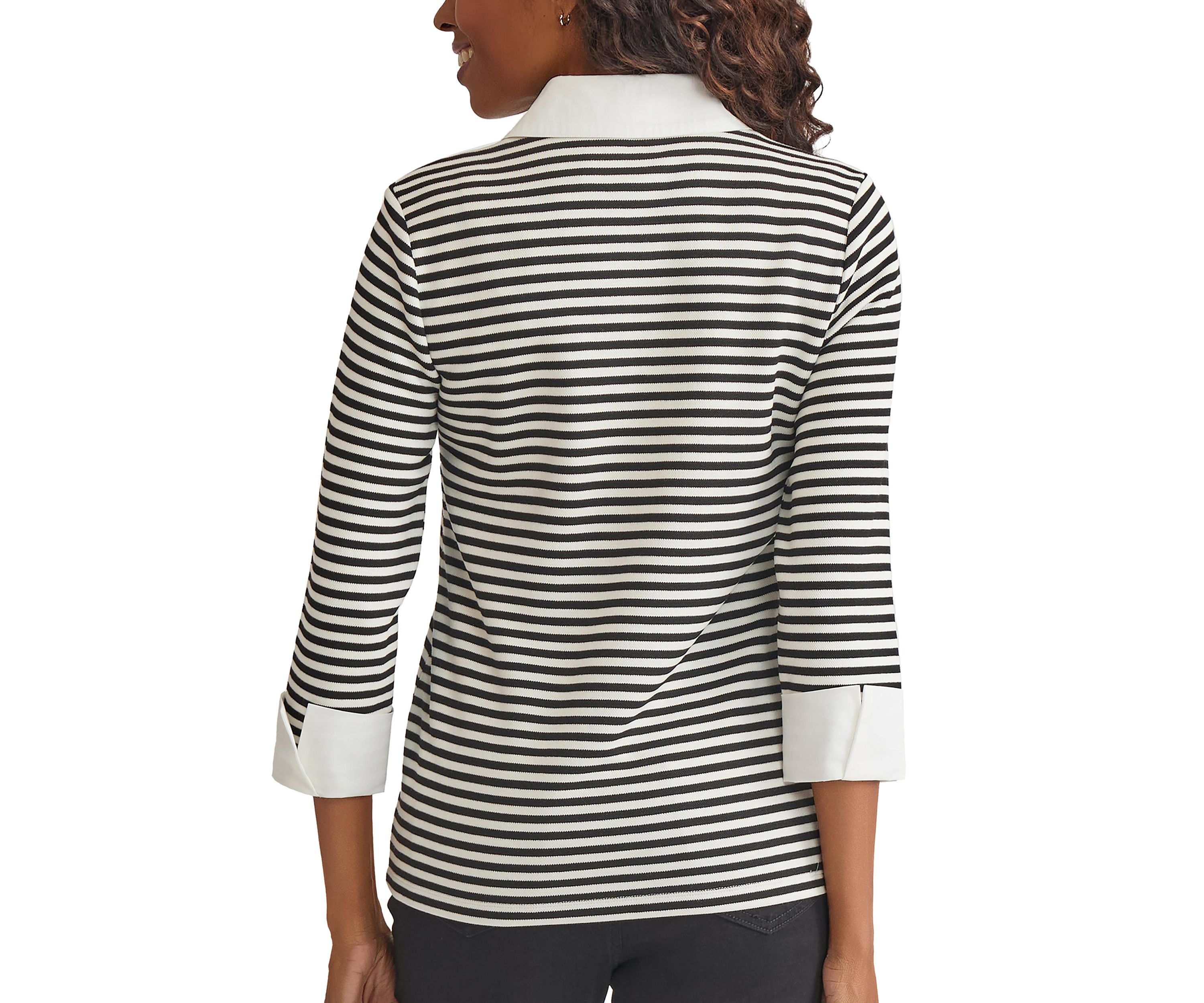 Womens 3/4 Sleeve Collar 2fer Top