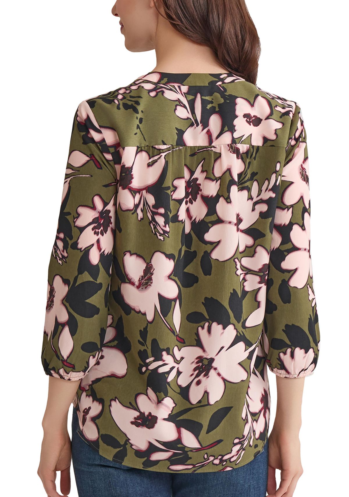 Womens 3/4 Sleeve V-Neck Tunic Top