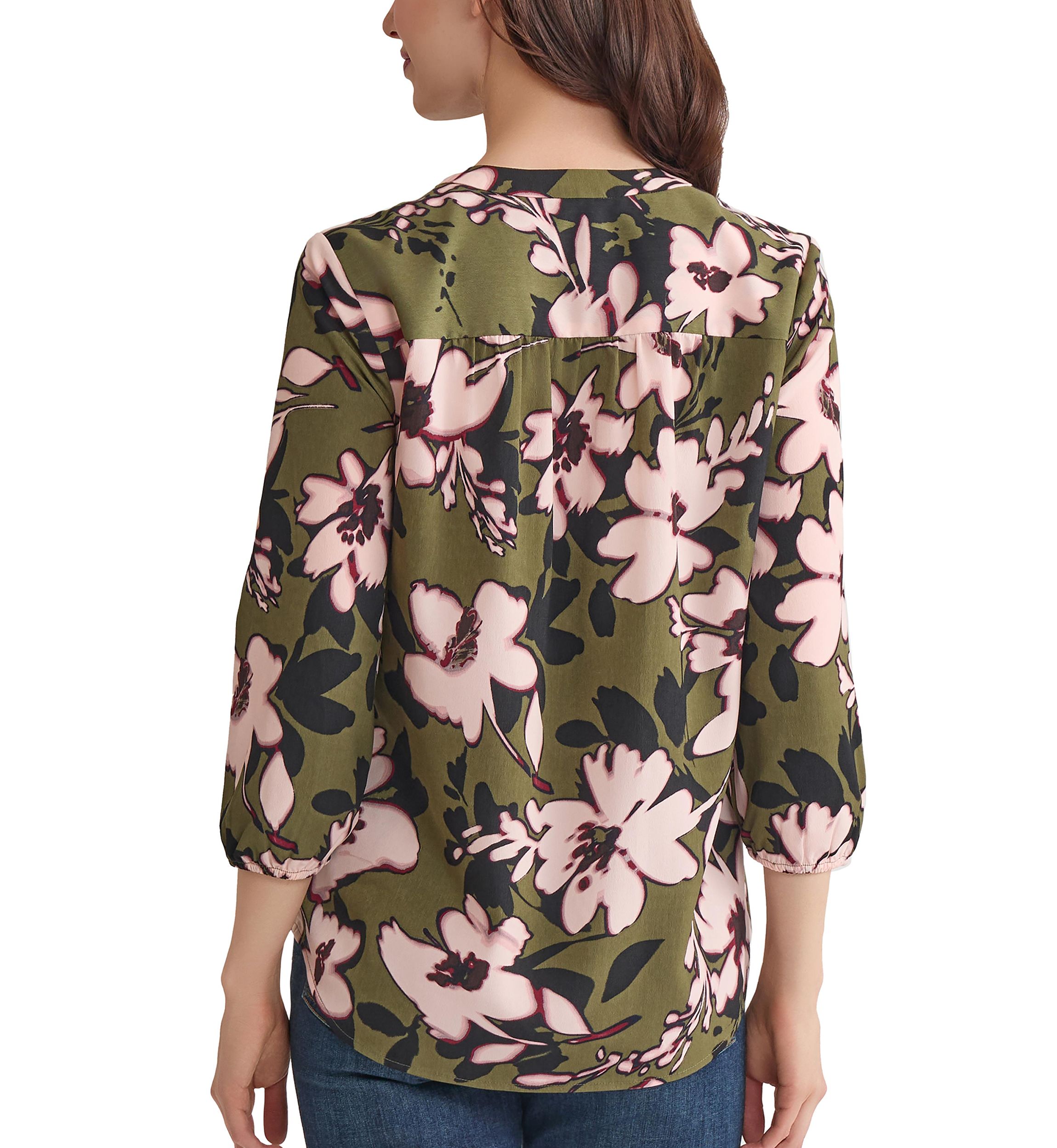 Womens 3/4 Sleeve V-Neck Tunic Top