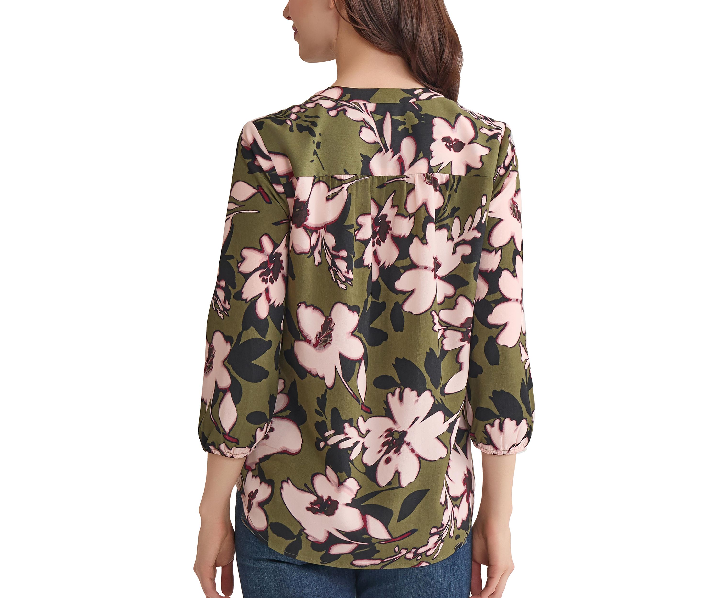 Womens 3/4 Sleeve V-Neck Tunic Top