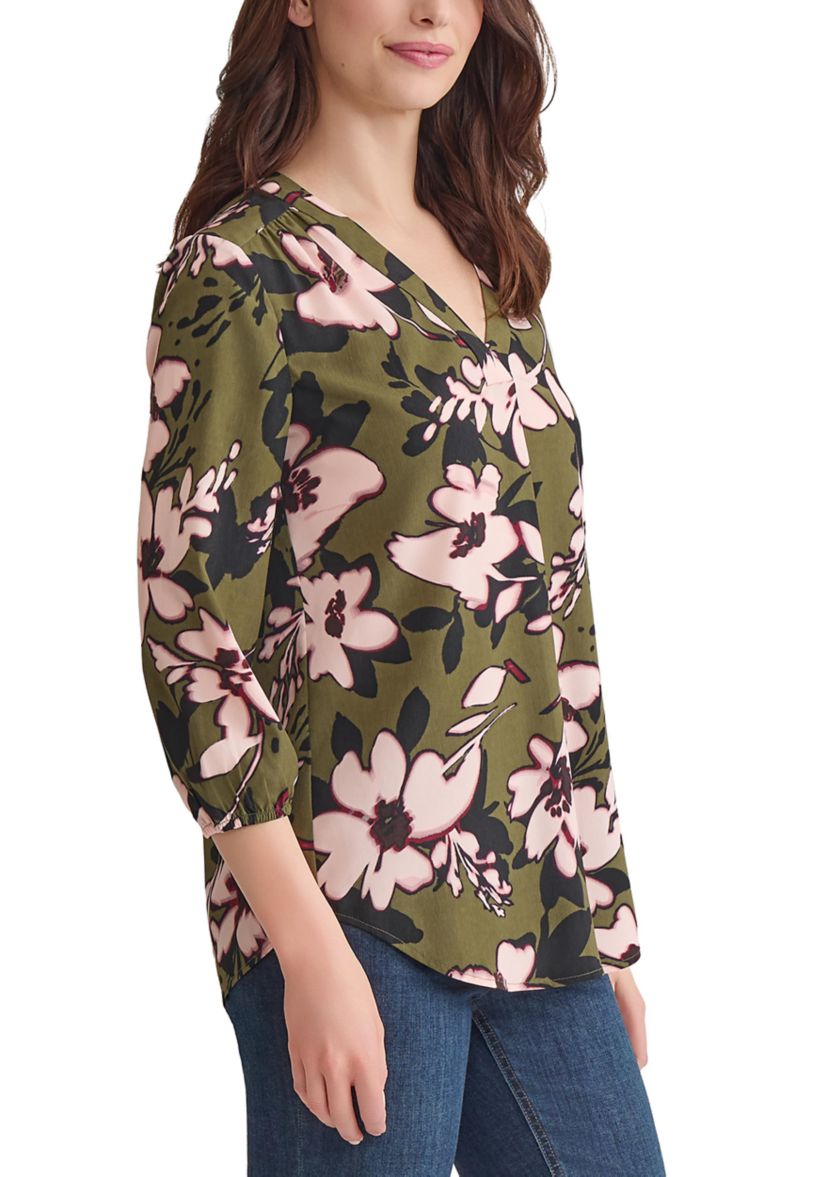 Womens 3/4 Sleeve V-Neck Tunic Top