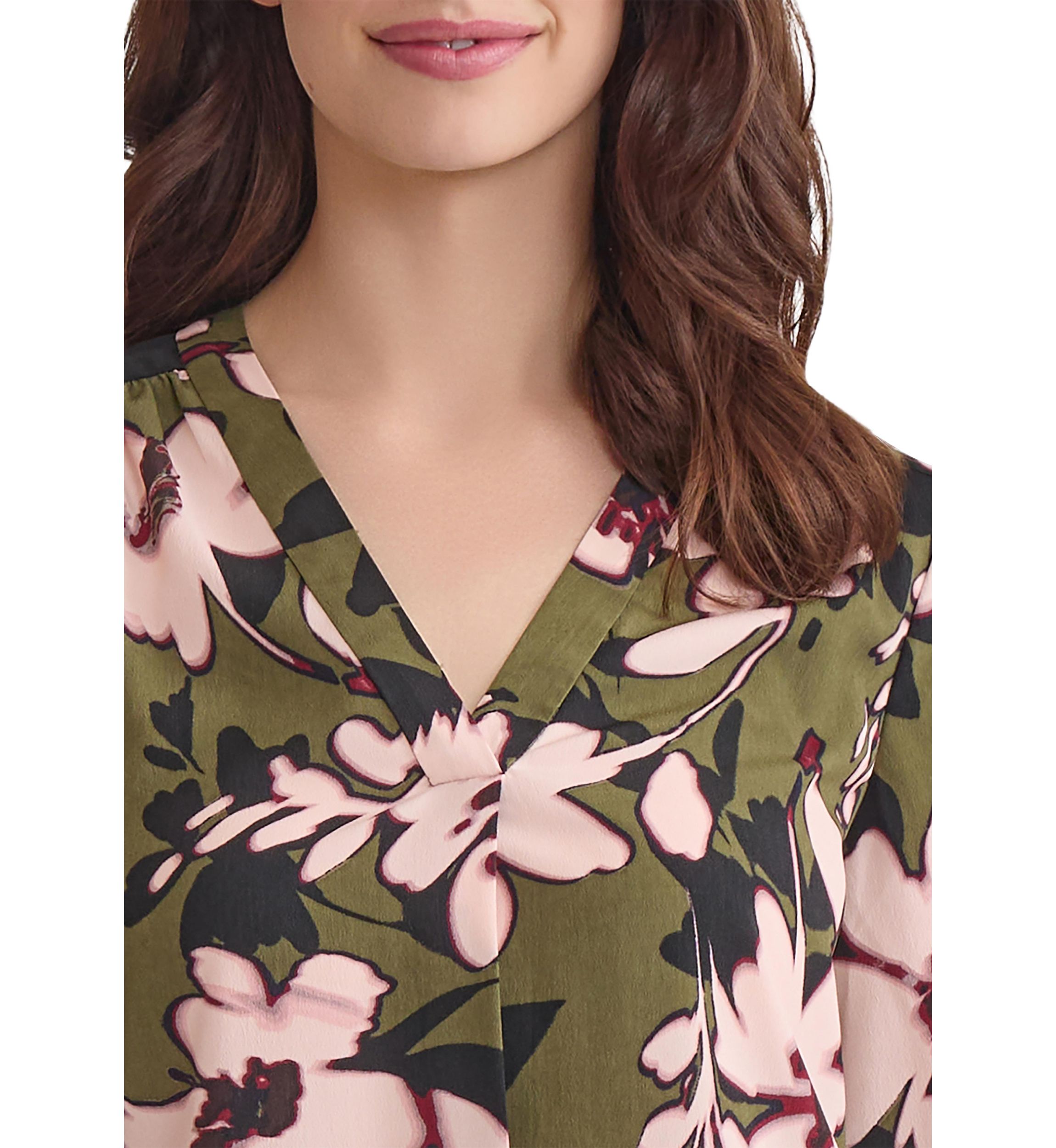 Womens 3/4 Sleeve V-Neck Tunic Top