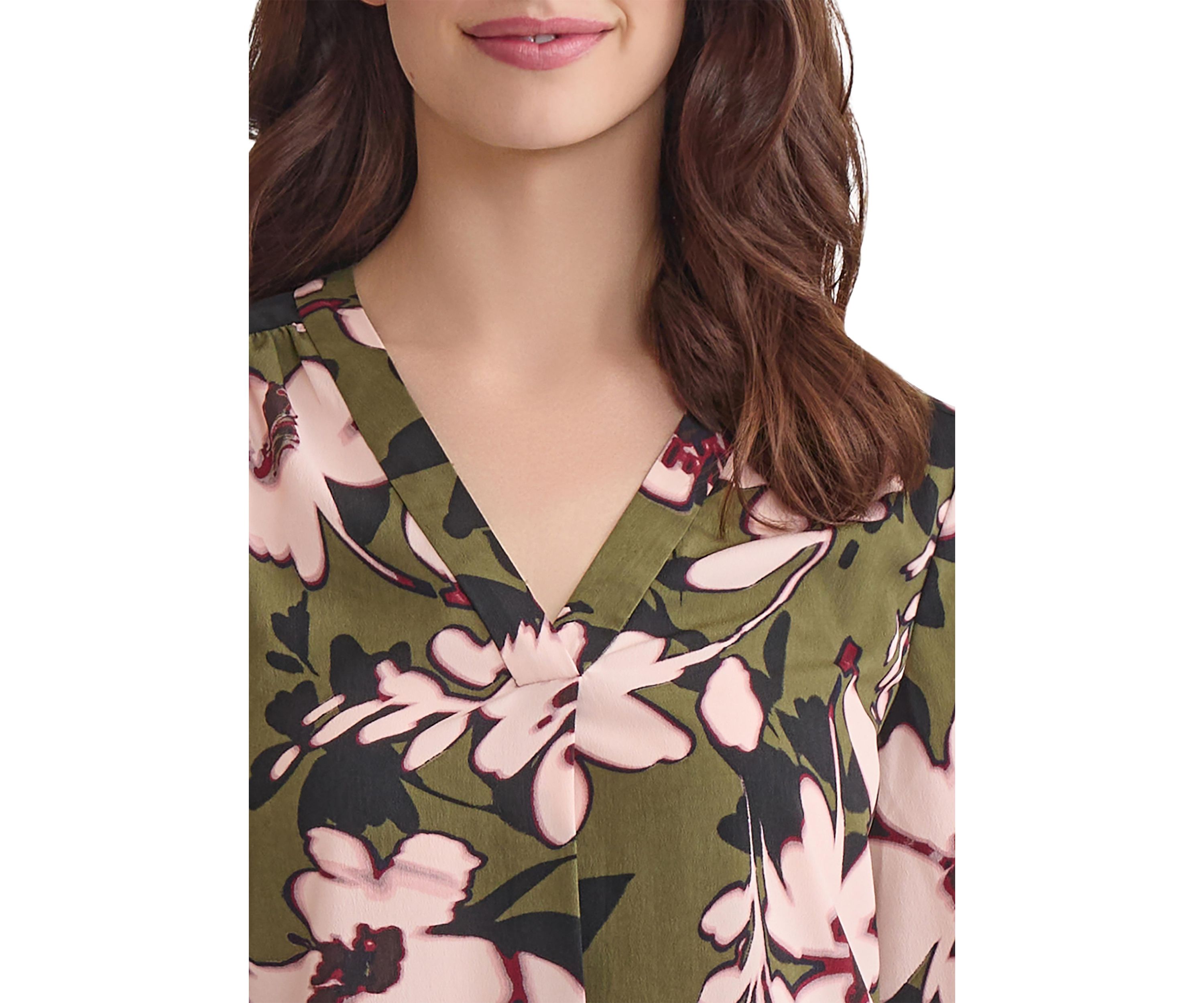 Womens 3/4 Sleeve V-Neck Tunic Top