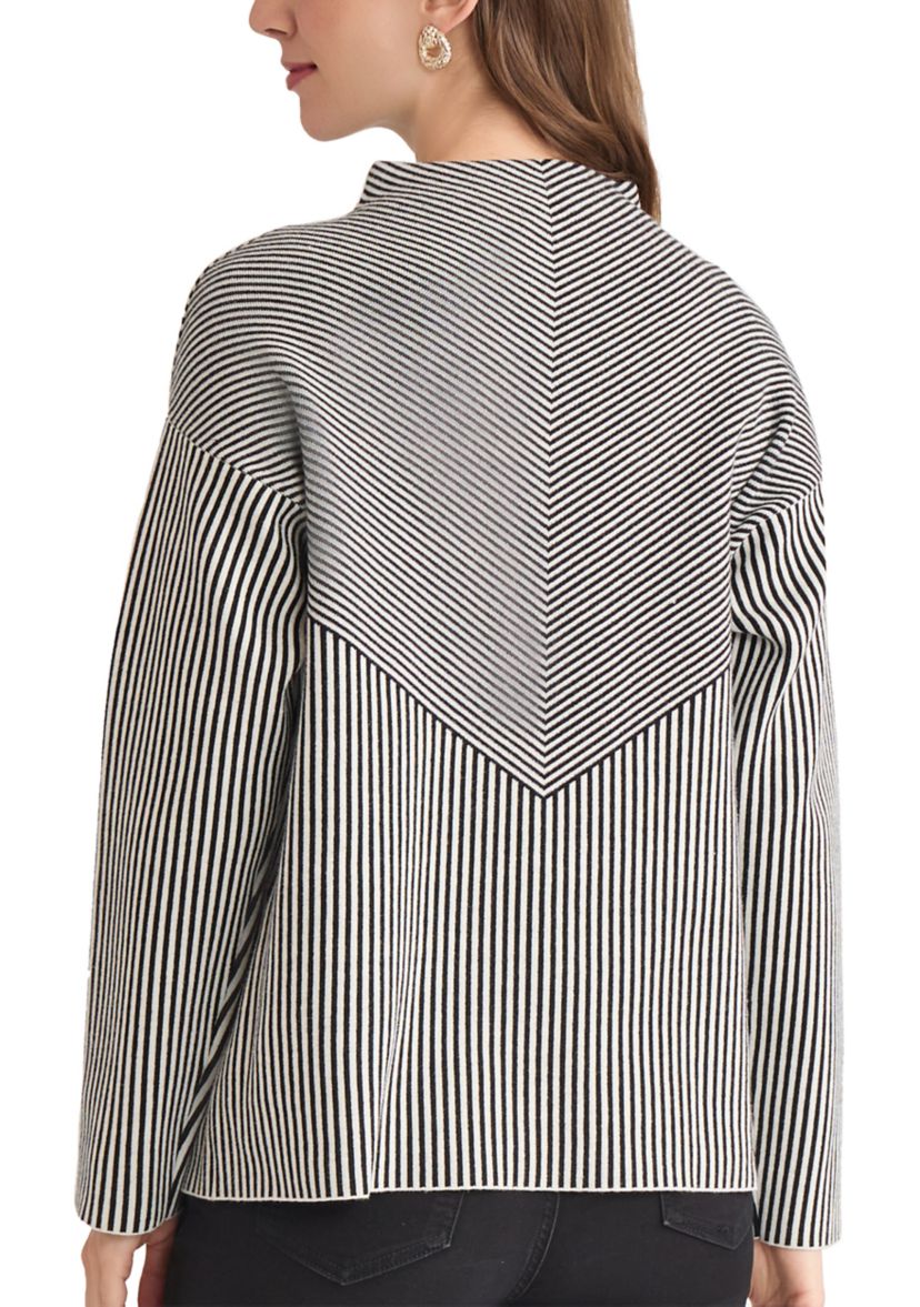 Petite Mock Neck Long Sleeve Jacquard Sweater 