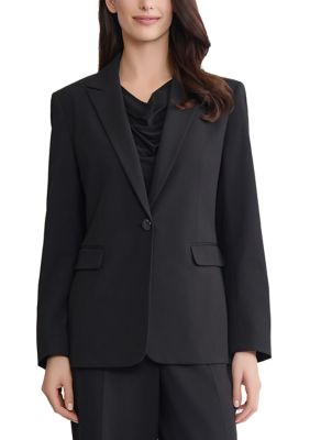 JONES NEW YORK Women's 1 Button Lapel Jacket, Black, 4